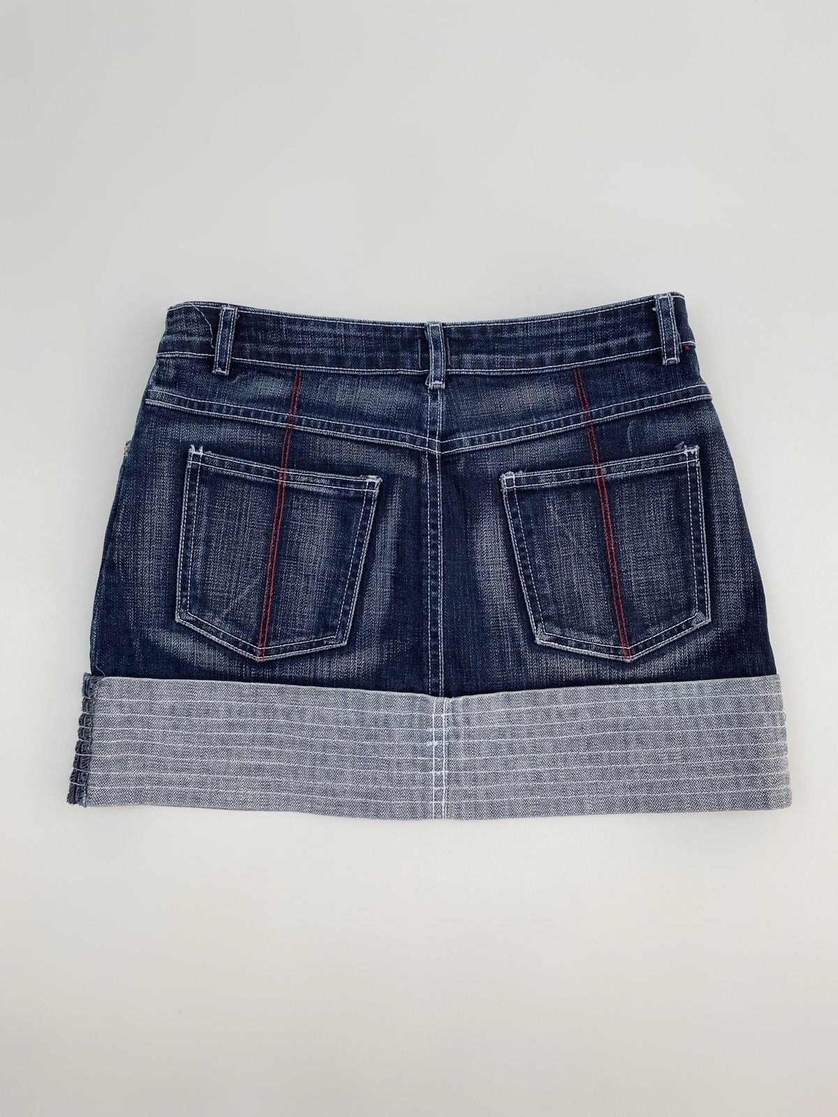New Look Y2K Vintage New Look Washed Cuff Denim Mini Skirt Size 30" / US 8 / IT 44 - 3 Thumbnail