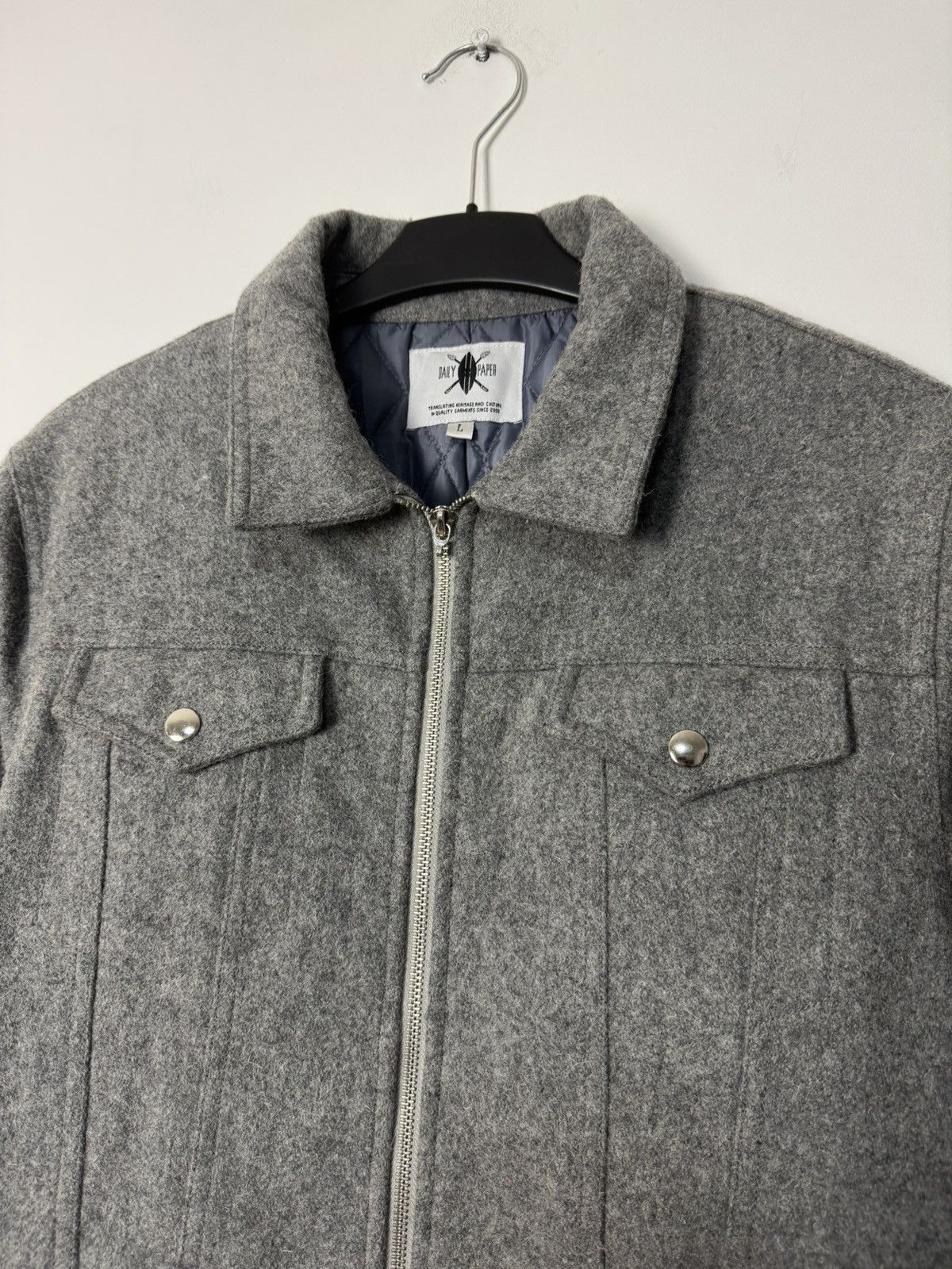Daily Paper Daily Paper Vintage Grey Wool Trucker Jacket Basic Stlye Size US L / EU 52-54 / 3 - 5 Thumbnail