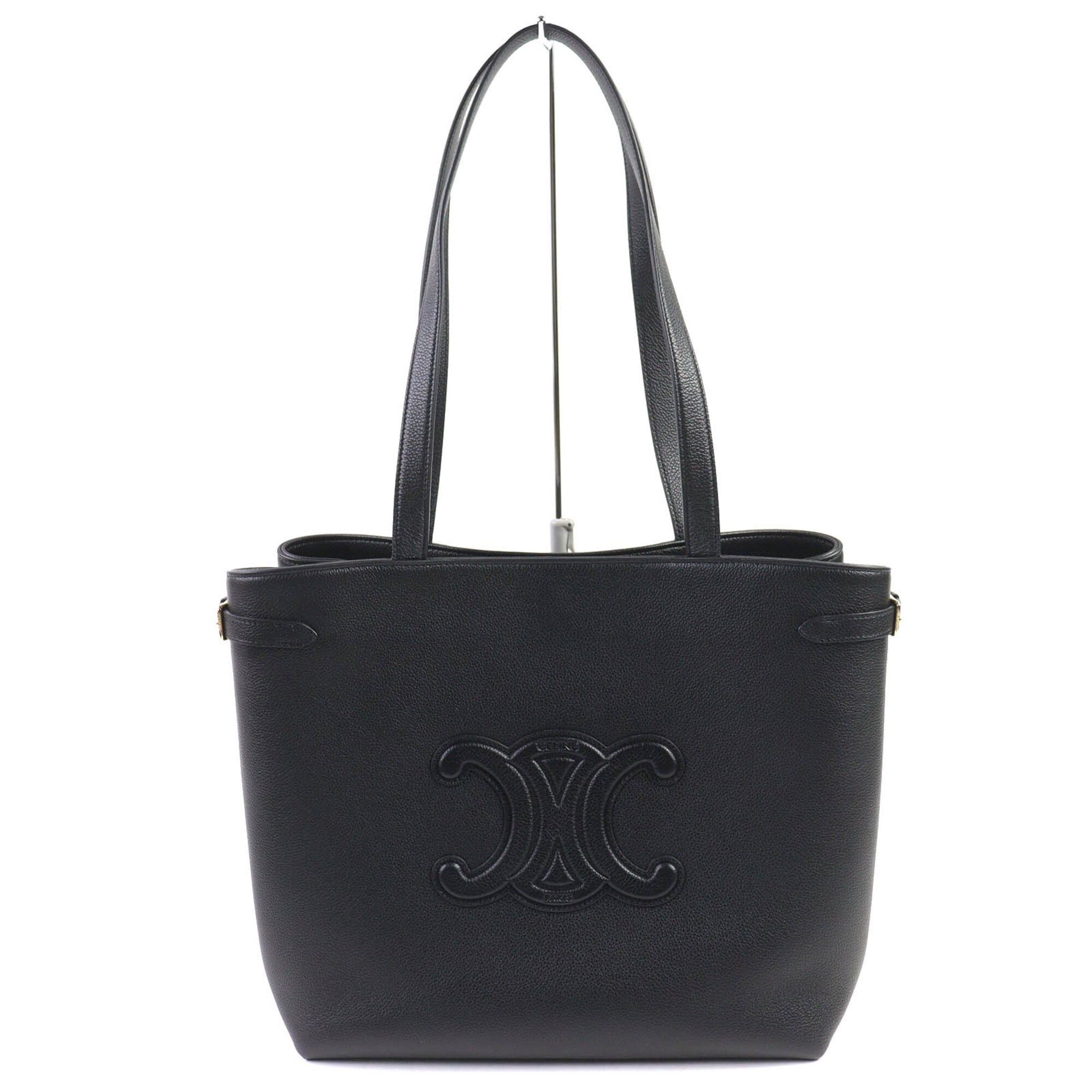 Celine CELINE 11685 Cabas Anais Triomphe Medium Leather Tote Bag (Can be carried on the shoulder) Black, Made in Italy, Women's Size ONE SIZE - 1 Thumbnail