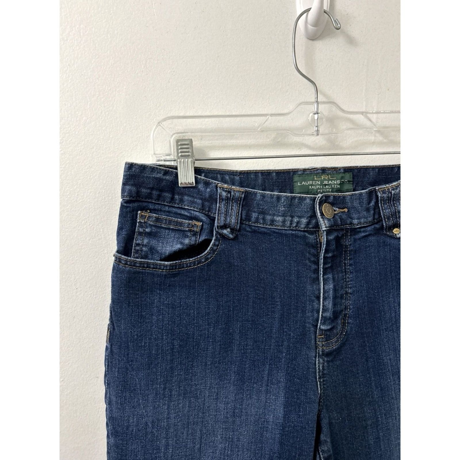 CO Lauren Jeans Co Ralph Lauren Womens Petite 10P Medium Blue Denim Cropped 25in Inseam 5-Pocket Zipper Button Classic Straight Leg Varsity Style Jeans Size 24" / US 00 / IT 34 - 4 Thumbnail