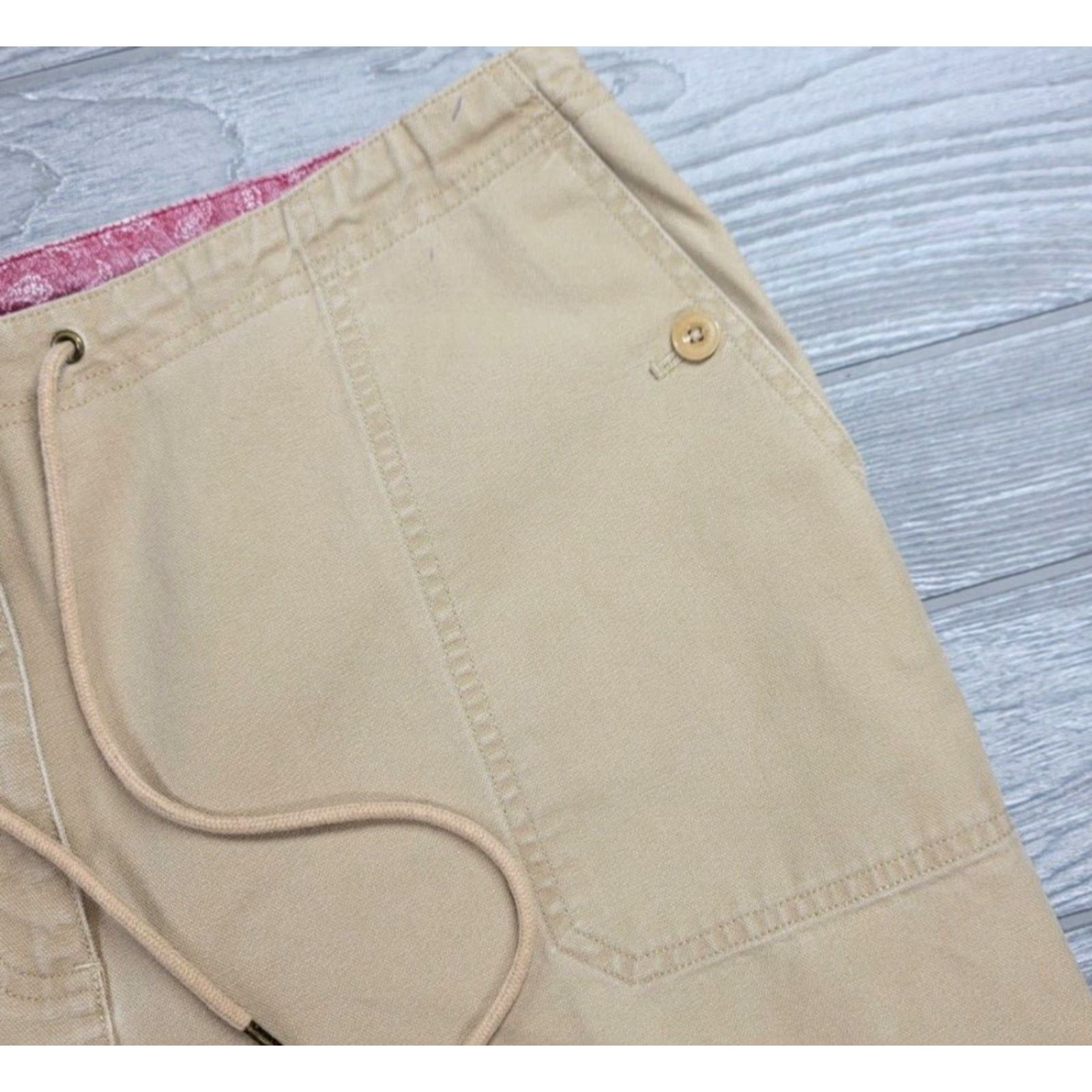 Ralph Lauren Lauren Ralph Lauren Women Pants 14 High Waist Drawstring Canvas Beige 34x28 Size 36" / US 14 / IT 50 - 6 Thumbnail