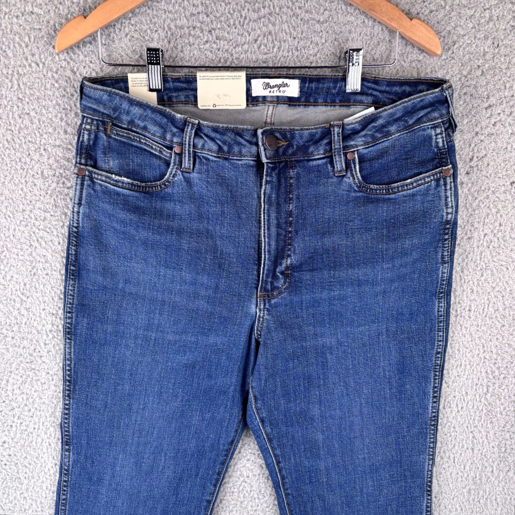 Wrangler Wrangler Retro High Rise Bailey Trouser Jean Women’s 32x34 Jeans Bootcut Denim Blue 5-Pocket Stretch Regular Midwest Retro Cowboy Theme Womens Size 24" / US 00 / IT 34 - 2 Thumbnail