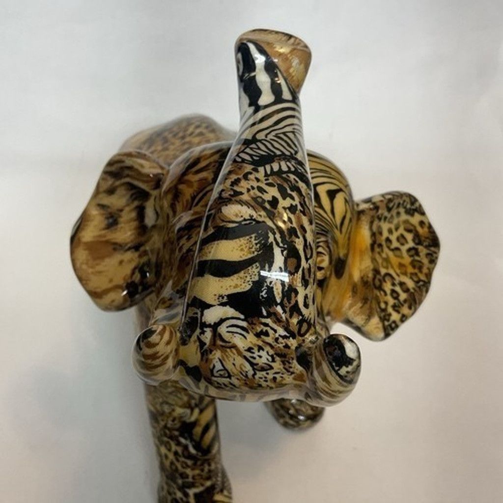 The Unbranded Brand NWOB Elephant Figurine Jungle Animal Print Safari Patchwork Size ONE SIZE - 6 Thumbnail