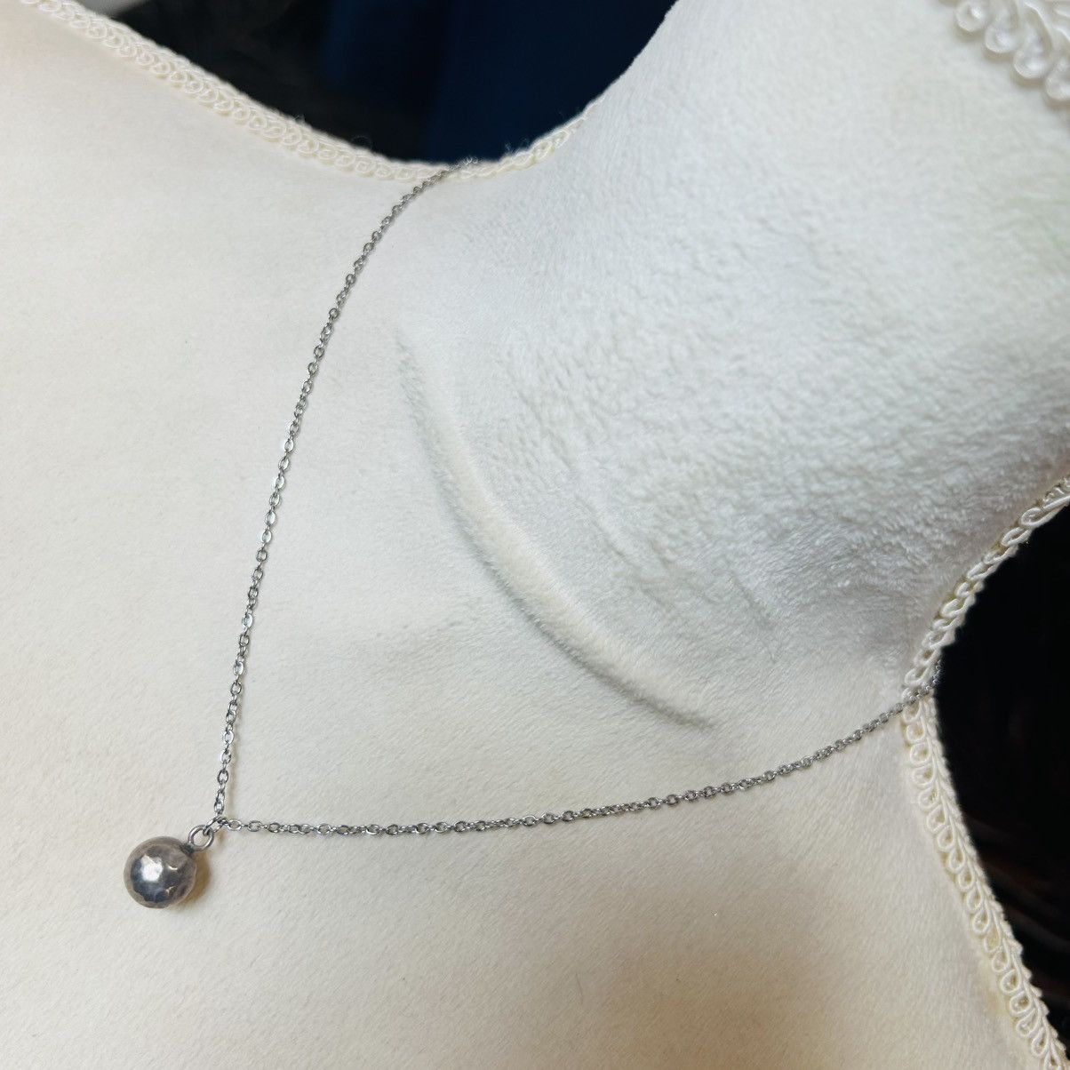 Handmade Handcrafted vintage hammered sterling silver ball necklace Size ONE SIZE - 2 Thumbnail