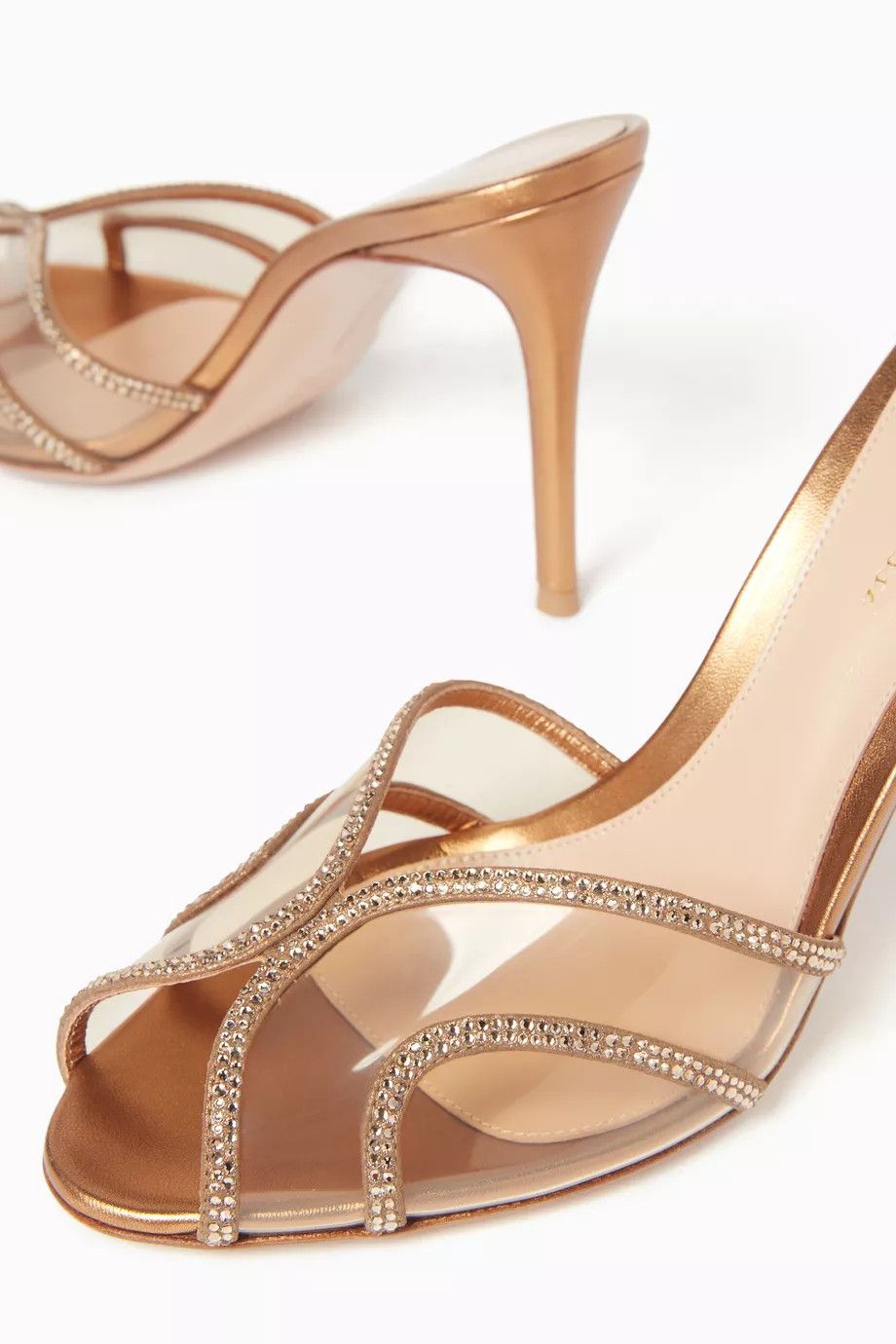 Gianvito Rossi os11x0126 Rossi Crystal PVC Mules in Brown Size US 6 / IT 36 - 4 Thumbnail