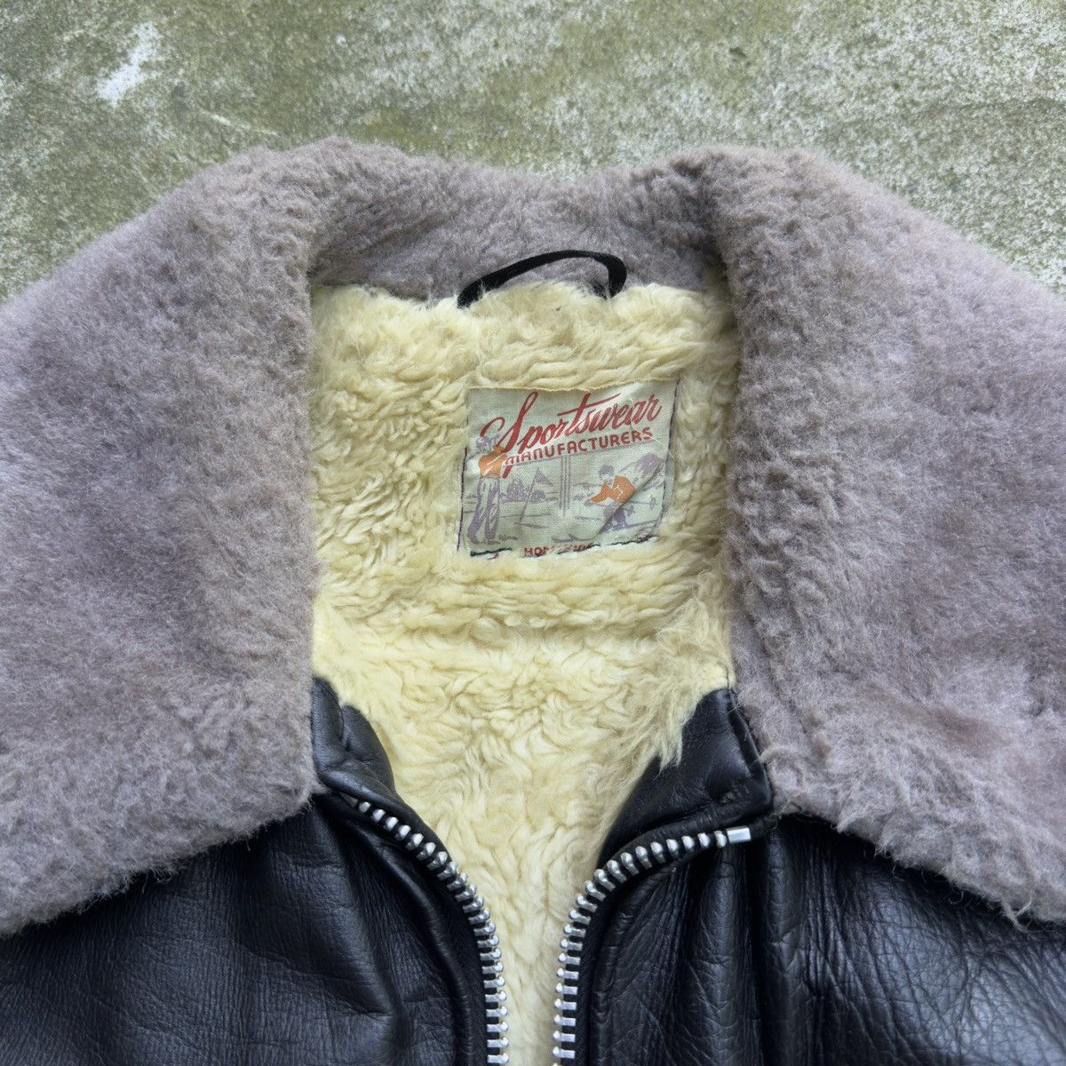 Vintage 40s 50s Leather Horsehide Shearling Jacket ERD Grunge Size US L / EU 52-54 / 3 - 5 Thumbnail