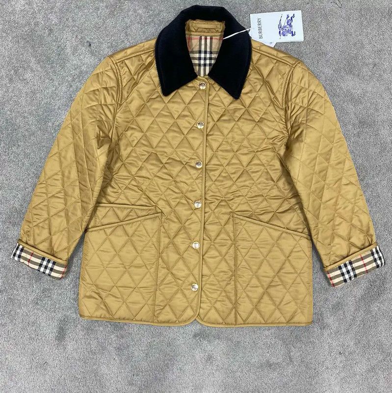 Burberry Gold Quilted Winter Jacket for Women