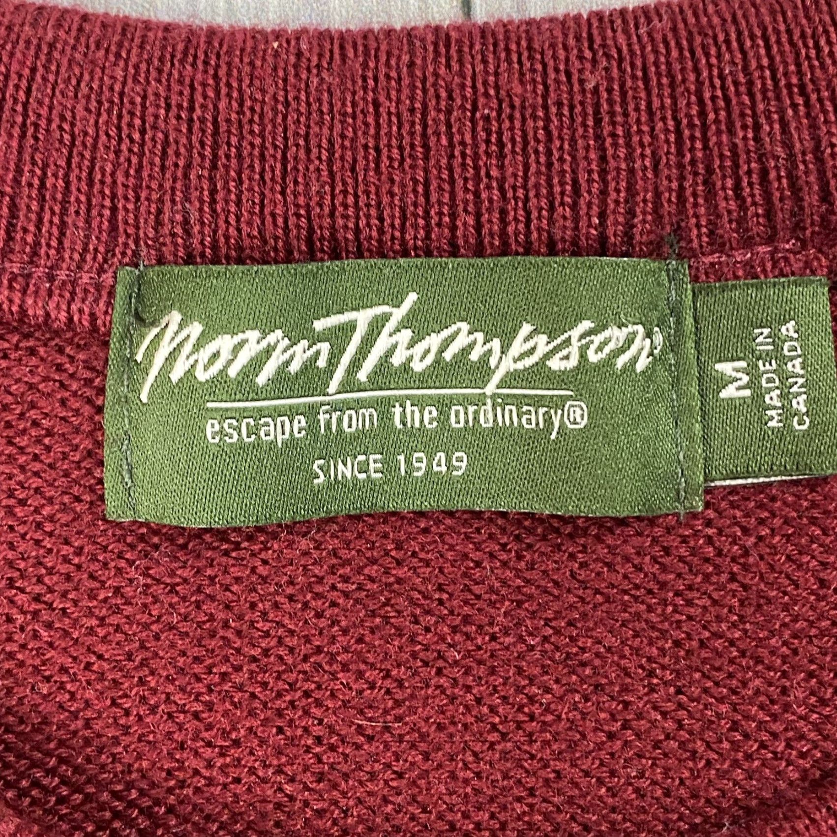 Jim Thompson VINTAGE Norm Thompson Wool Blend Sweater Mens M Crew Neck Red Geometric Retro Cosby Patch Knit Pullover All Seasons 20th Century Style Mens Size US M / EU 48-50 / 2 - 3 Thumbnail