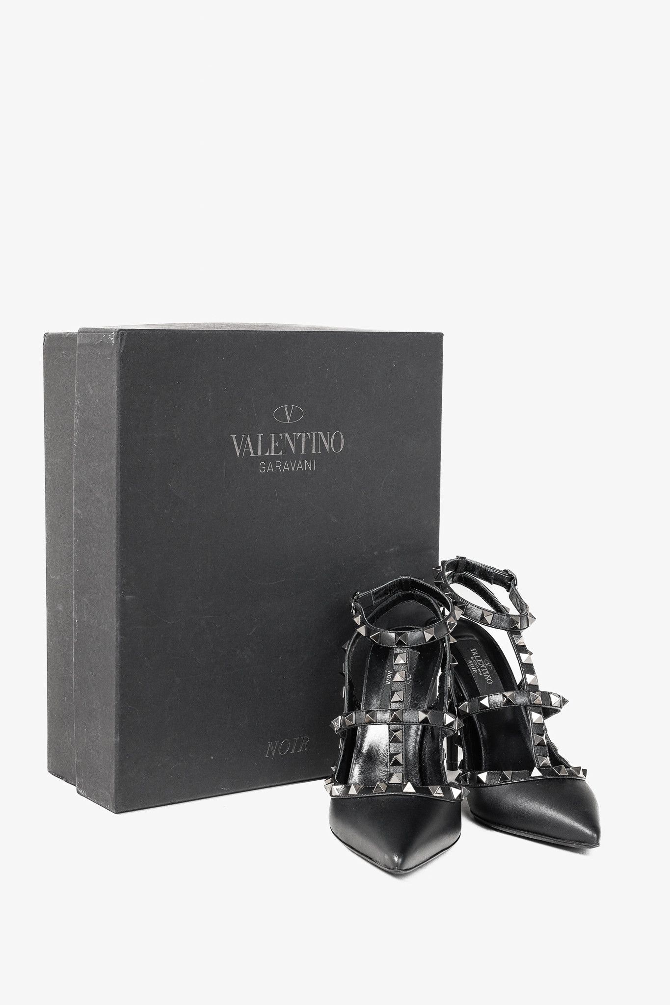 Valentino Valentino Garavani Rockstud Noir Leather Ankle Strap Pumps Size US 6.5 / IT 36.5 - 11 Thumbnail