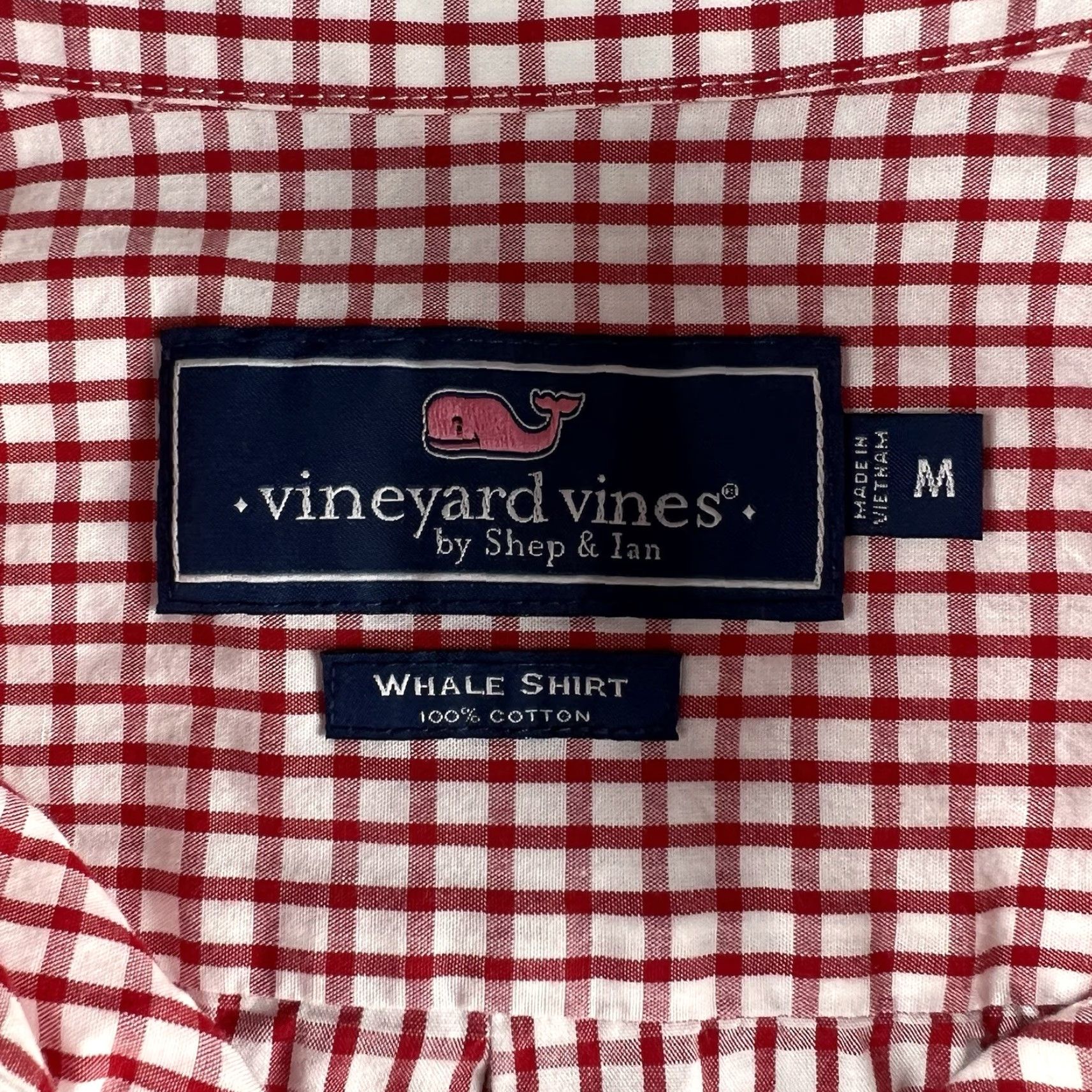 Vineyard Vines Vineyard Vines Shirt Mens Medium Button-Up Checkered Red White Whale Knit Cotton Long Sleeve Collared Classic Button Down Embroidered Size US M / EU 48-50 / 2 - 3 Thumbnail