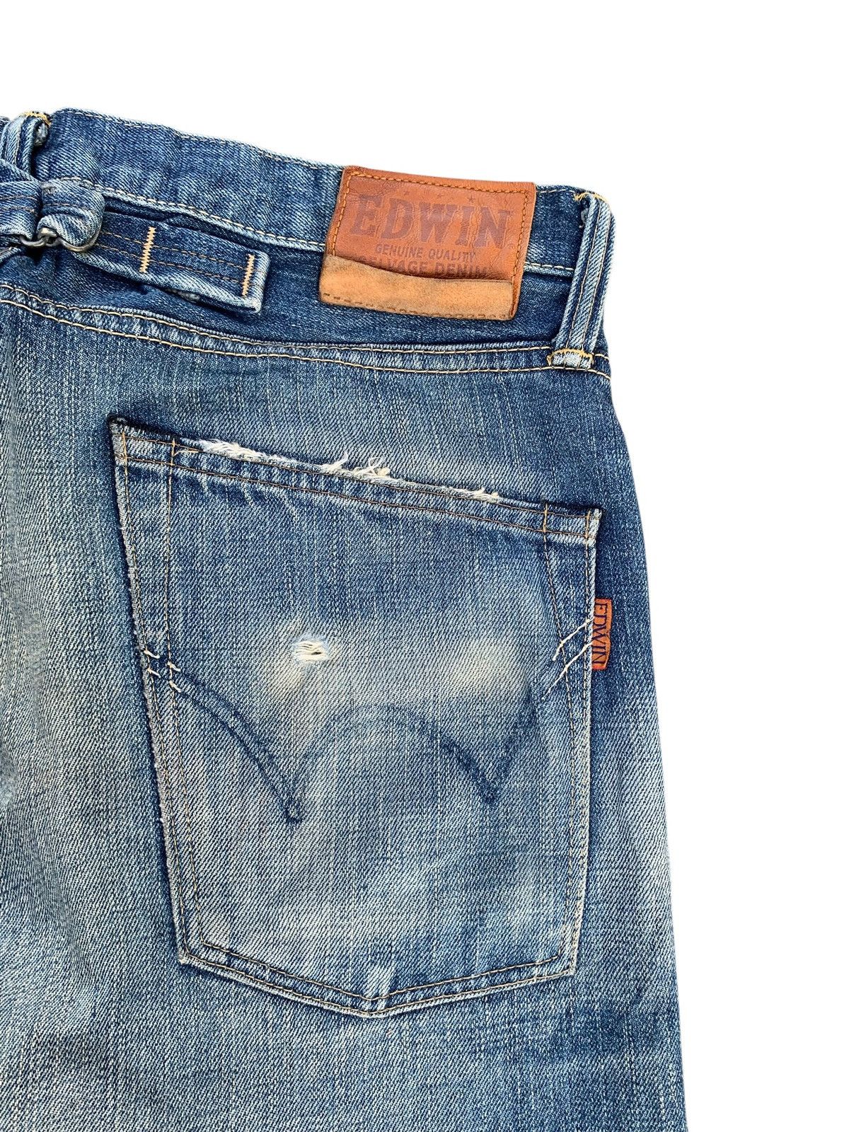 Edwin VINTAGE EDWIN 505zx SELVEDGE BUCKLE BACK DISTRESSED DENIM Size US 33 - 11 Thumbnail