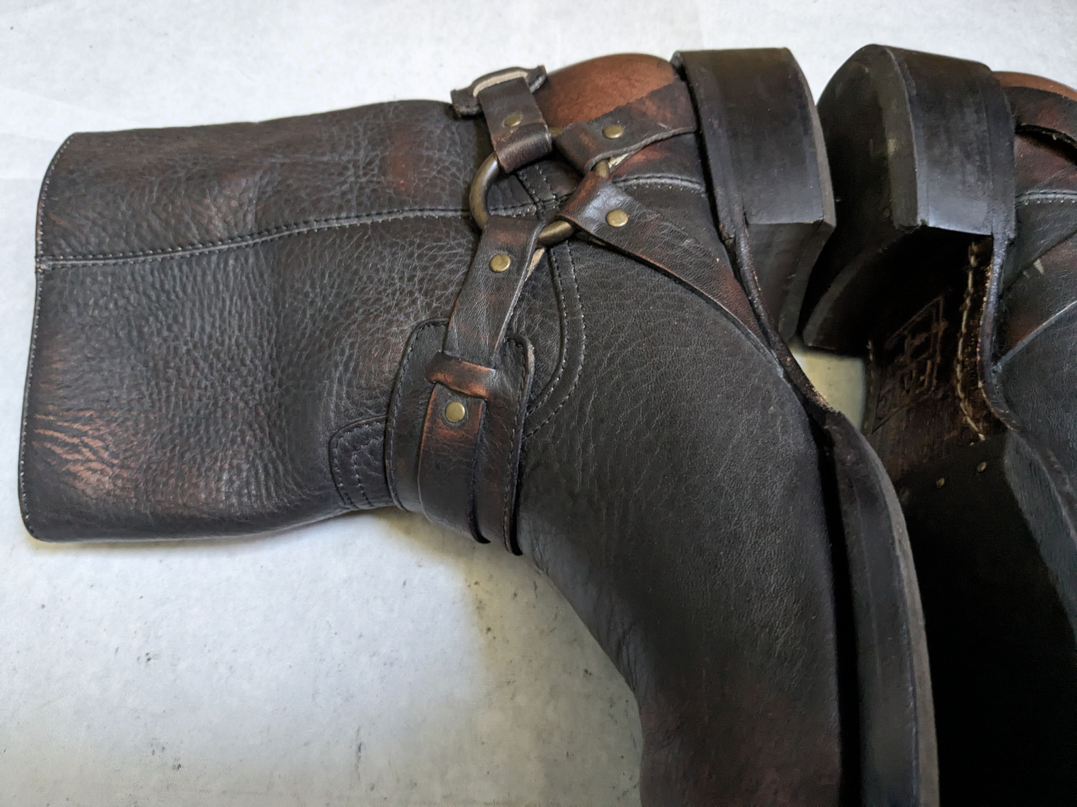 Frye Frye Harness Boots Brown 11 Back Zip Leather Buckle Strap Size US 11 / EU 44 - 14 Thumbnail