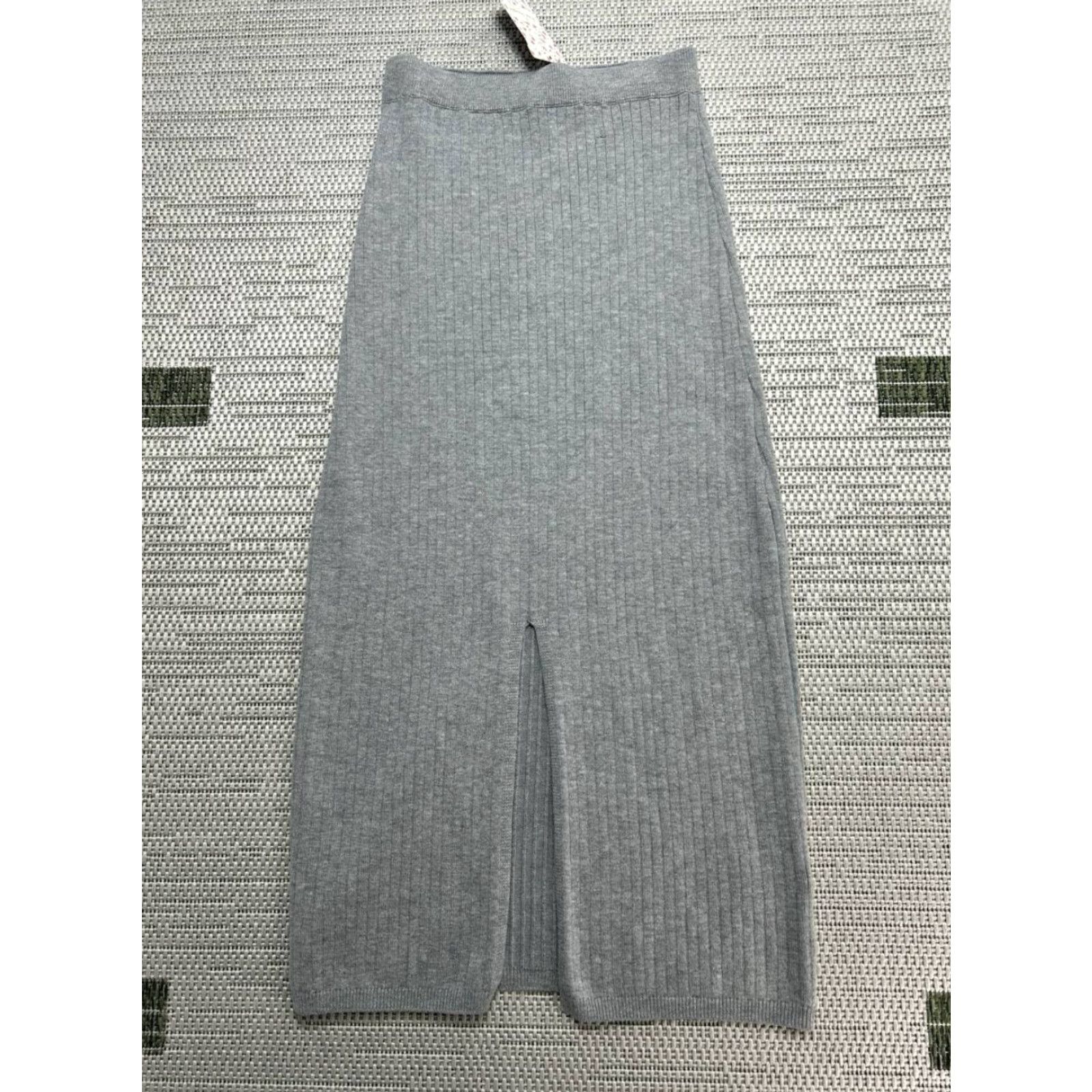 Free People Free People Skyline Rib Midi Skirt Womens XS Gray Cotton Slit Stretch Minimalist Size 26" / US 2 / IT 38 - 2 Thumbnail