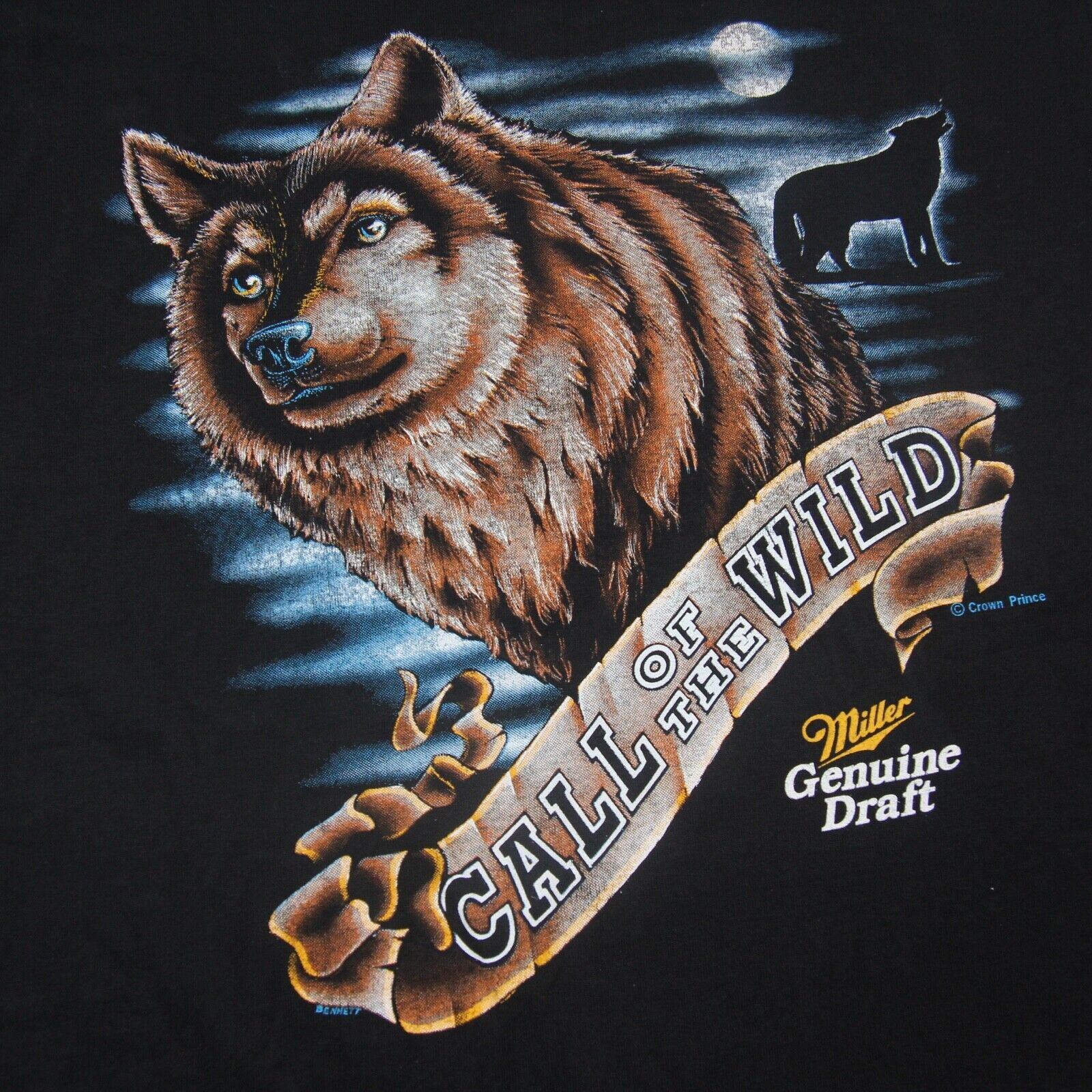 Vintage Vintage Miller Genuine Draft "Call of the Wild" Wolf T Shirt Size US L / EU 52-54 / 3 - 2 Thumbnail