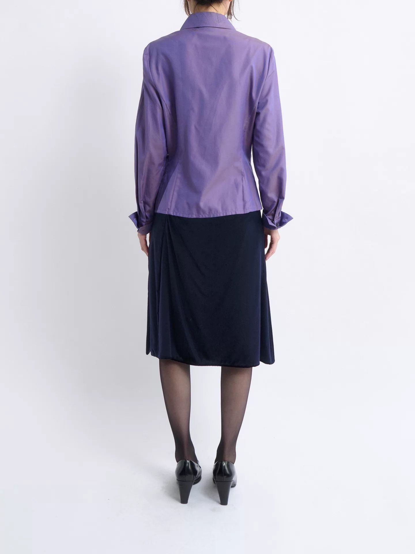Celine CELINE 80s Purple Iridescent Tailored Shirt Women's Size 40 Size S / US 4 / IT 40 - 6 Thumbnail