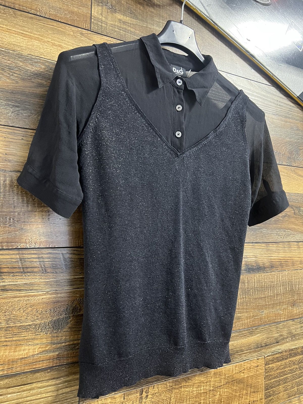 Dolce & Gabbana DOLCE & GABBANA LACE Glitter T-shirt Blouses Polo Shirt Size M / US 6-8 / IT 42-44 - 4 Thumbnail