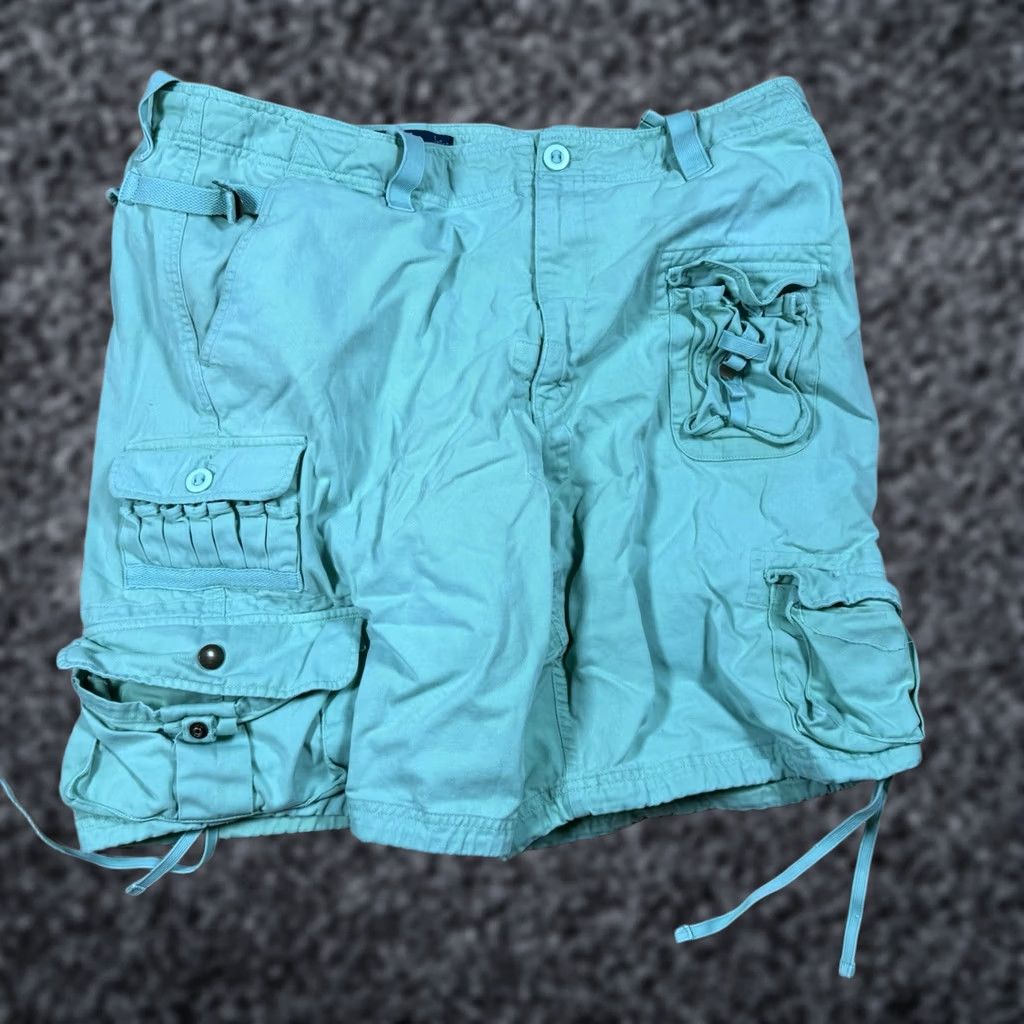 Polo Ralph Lauren VINTAGE 90s Polo Ralph Lauren Cargo Shorts Men 38 Teal Blue Military Grunge Paratrooper Polo Ralph Lauren Mens 90s Size US M / EU 48-50 / 2 - 1 Thumbnail