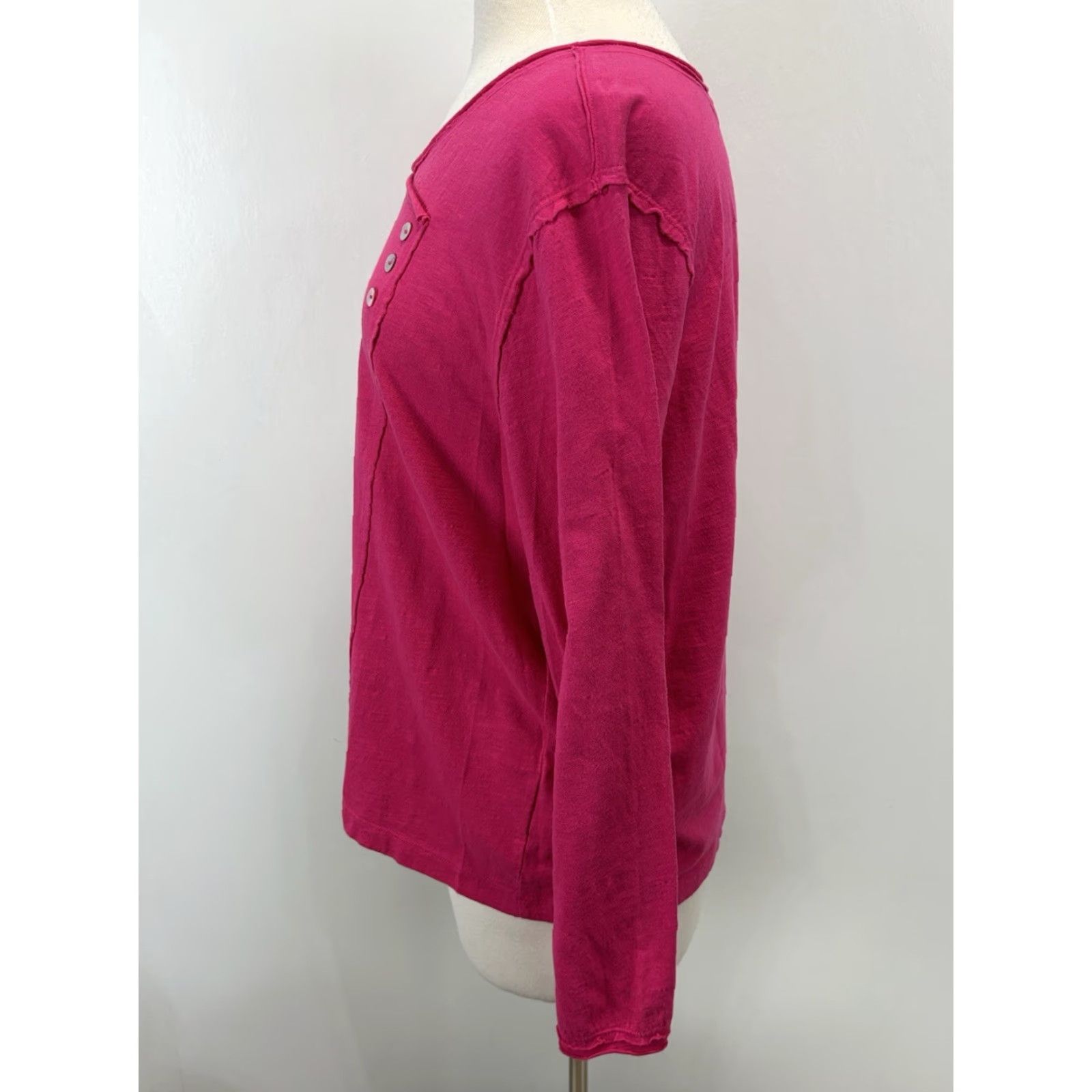 Habitat VINTAGE Habitat Casual Knit Top Shirt Women XL Pink Lagenlook Hi-Low Back Slit Side Slits 100% Cotton Womens Size XL / US 12-14 / IT 48-50 - 2 Thumbnail