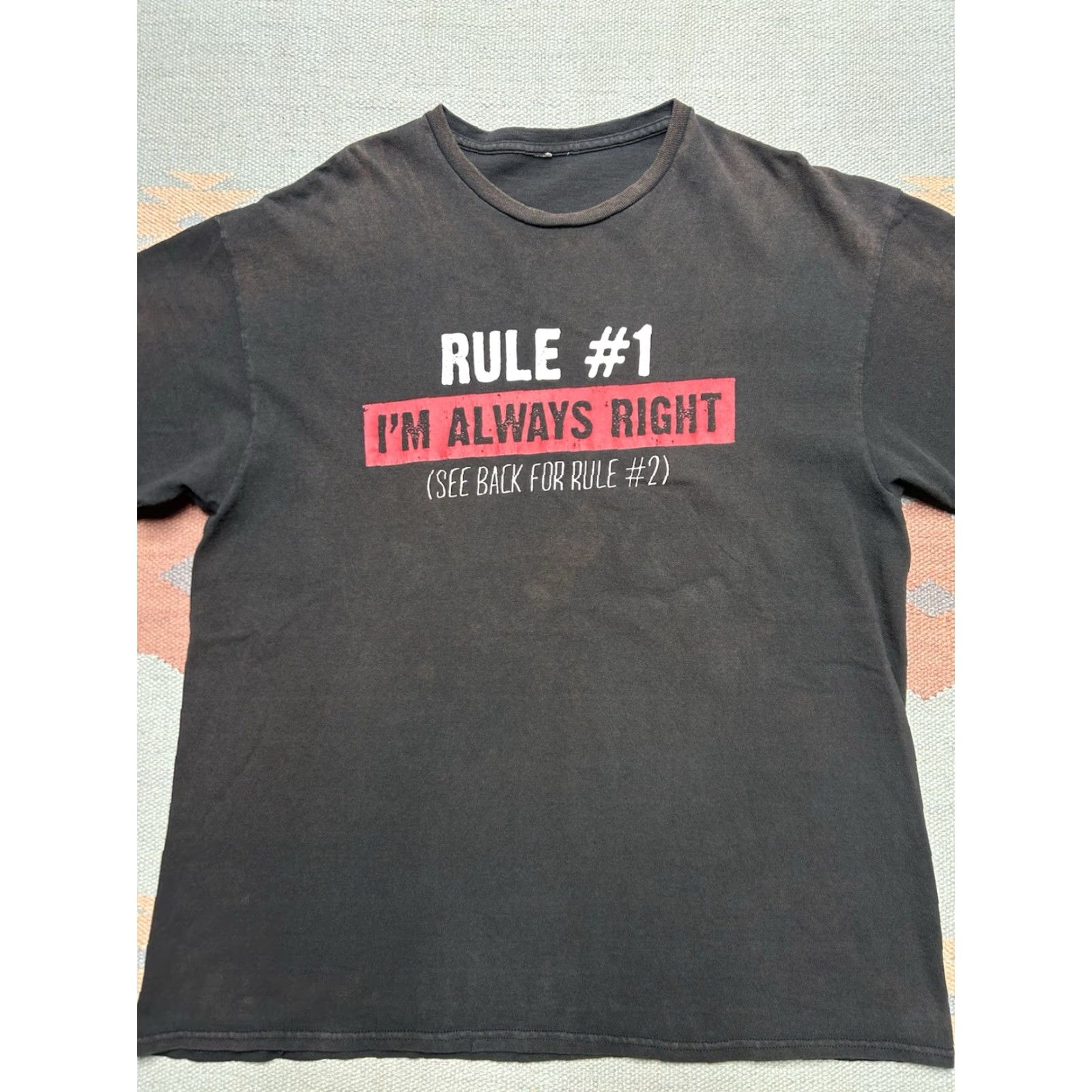 Hot Topic VINTAGE Rule #1 I’m Always Right Funny T-Shirt Mens XL Black L/XL Graphic Y2K faded Size US XL / EU 56 / 4 - 2 Thumbnail