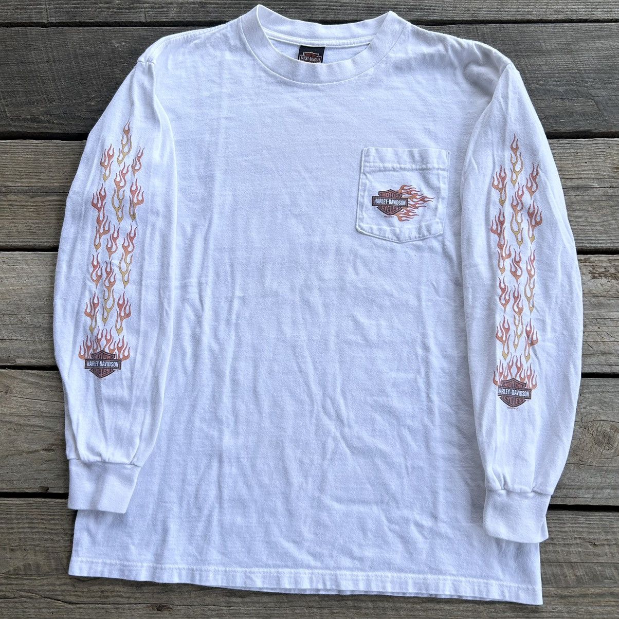 Harley Davidson Vintage 2000 Harley Davidson Flames Long Sleeve T Shirt Size US L / EU 52-54 / 3 - 1 Thumbnail