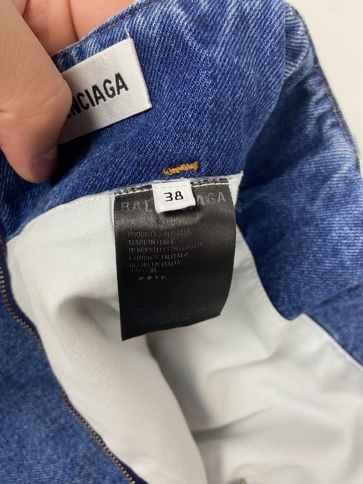 Balenciaga BALENCIAGA GODET PEPLUM-STYLE DENIM KNEE LENGHT SKIRT SZ 38 Size 26" / US 2 / IT 38 - 12 Thumbnail