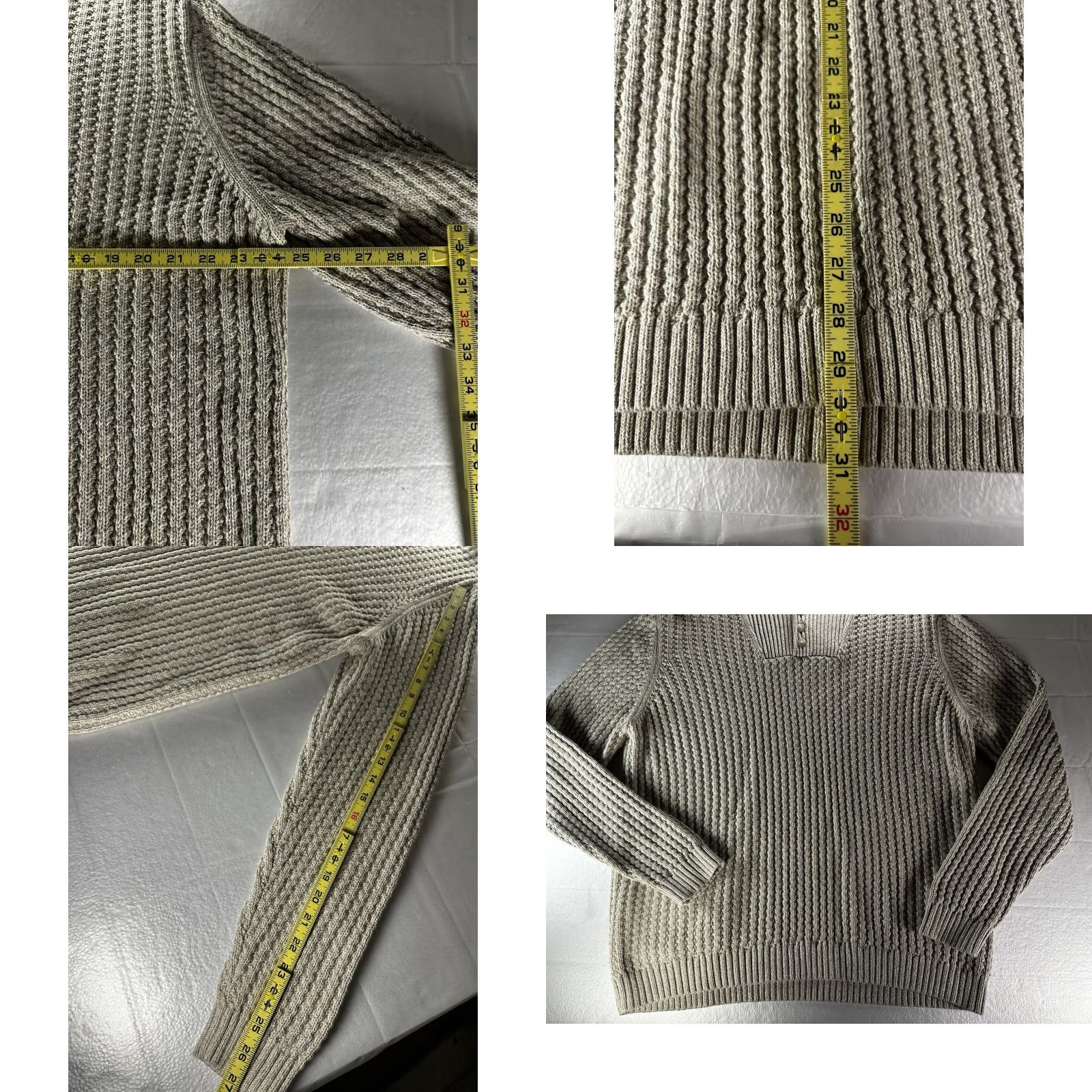 Eddie Bauer VTG Eddie Bauer Ribbed Henley Sweater Mens 2XL Beige Mock Neck Long Sleeve Cable-Knit 90s Vintage Debris: None Size US XXL / EU 58 / 5 - 8 Thumbnail