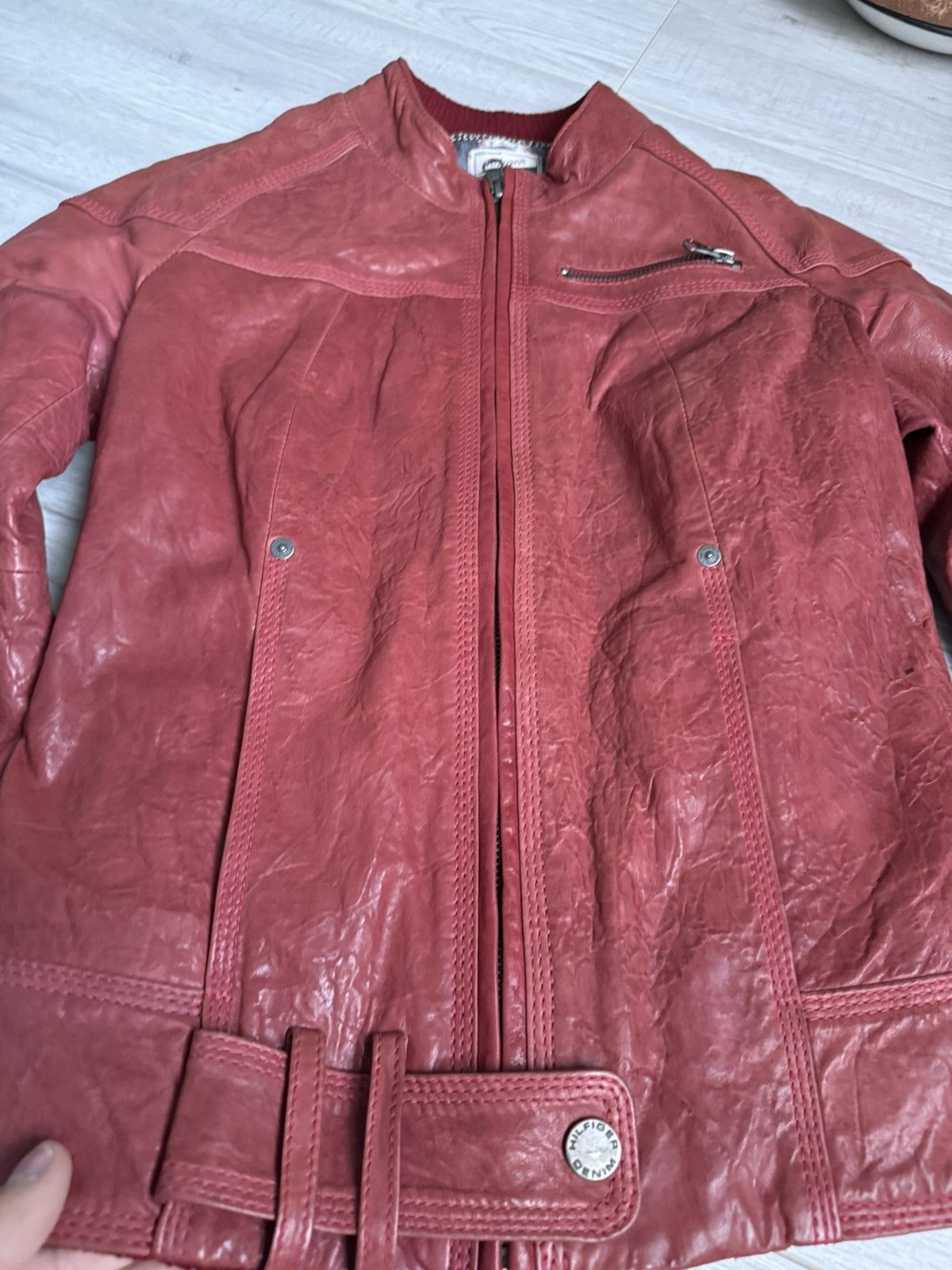 Designer × Tommy Hilfiger × Vintage Vintage Tommy Hilfiger women’s Leather Jacket Size XS / US 0-2 / IT 36-38 - 4 Thumbnail