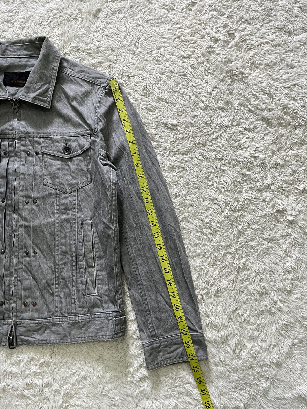Issey Miyake × Tete Homme vintage tete homme herringbone twill wrinkled denim jacket Size US M / EU 48-50 / 2 - 10 Thumbnail
