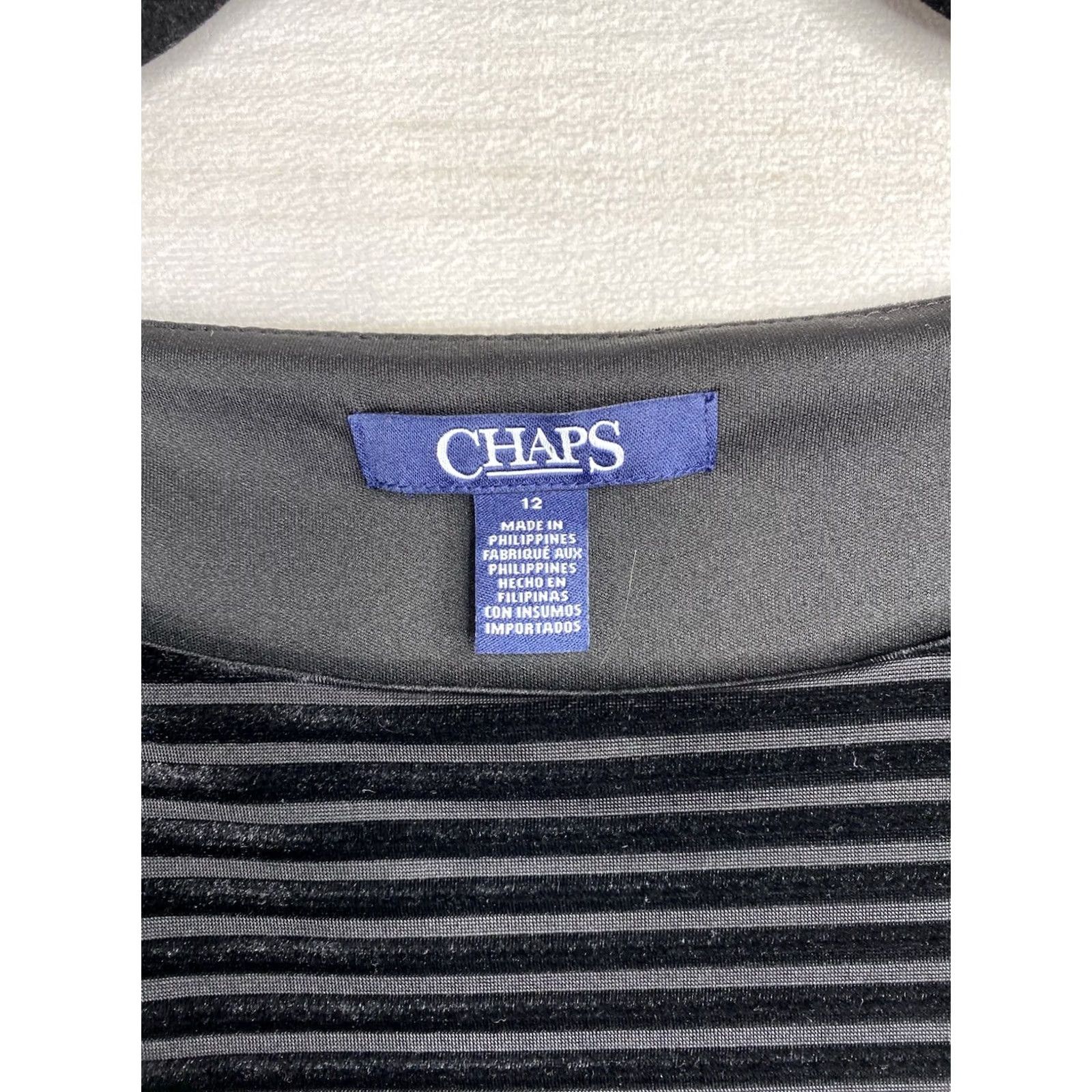 Chaps Chaps Black Velvet Burnout Cap Sleeve Pullover Dress Size 12 Women Classic Sheath Lined Knee Length Size XL / US 12-14 / IT 48-50 - 3 Thumbnail