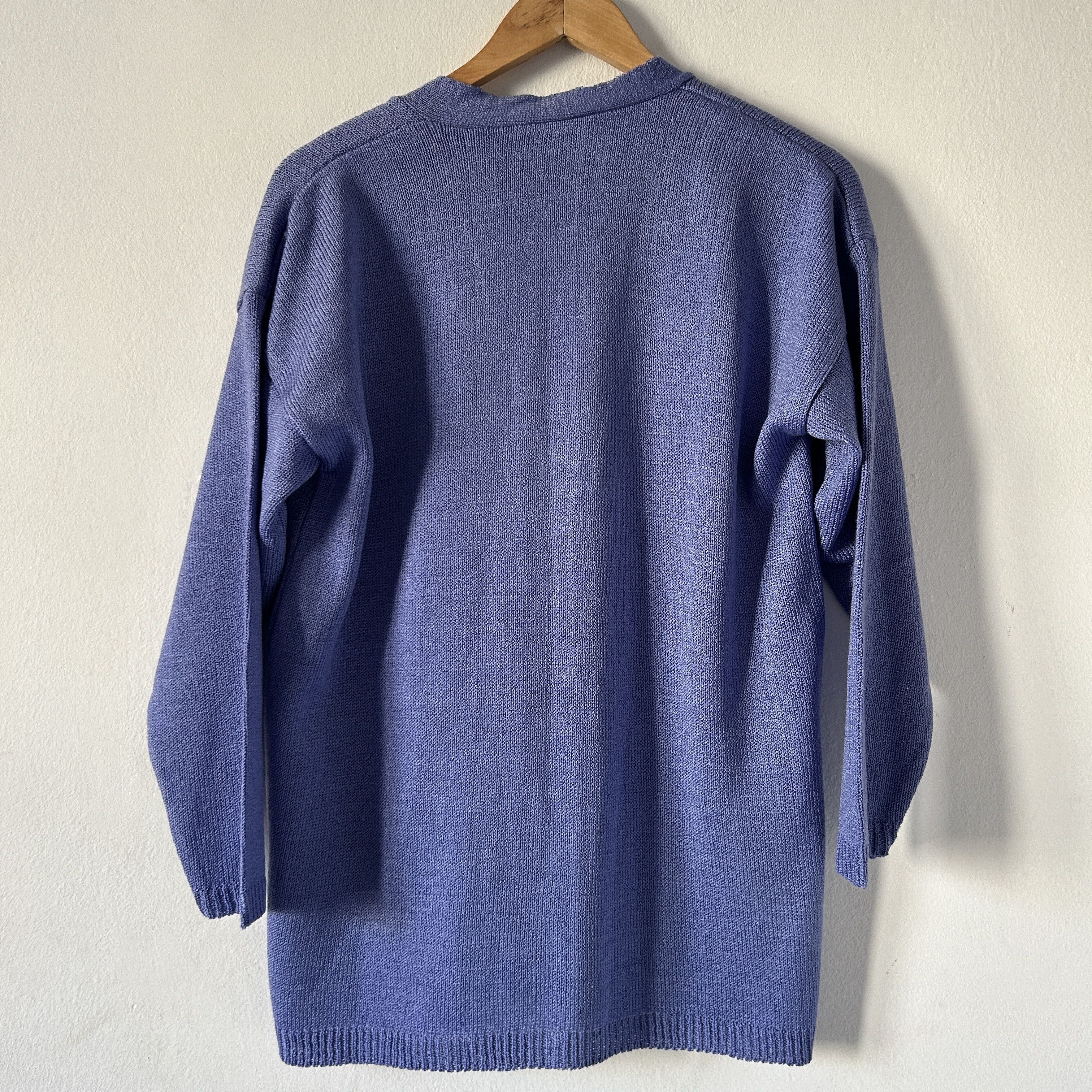 Vintage Vintage Argyle Purple Knit Sweater Cardigan Size L / US 10 / IT 46 - 8 Thumbnail
