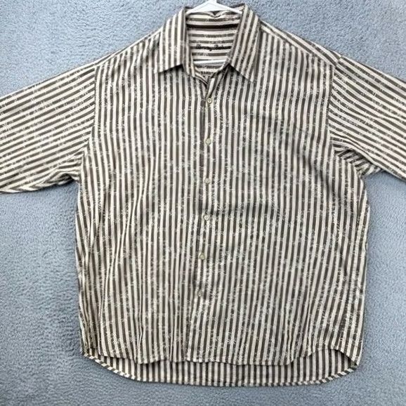 Tommy Bahama Tommy Bahama Silk Blend Button-Up Shirt Men 2XL Brown Floral Stripes Long Sleeve Size US XXL / EU 58 / 5 - 2 Thumbnail
