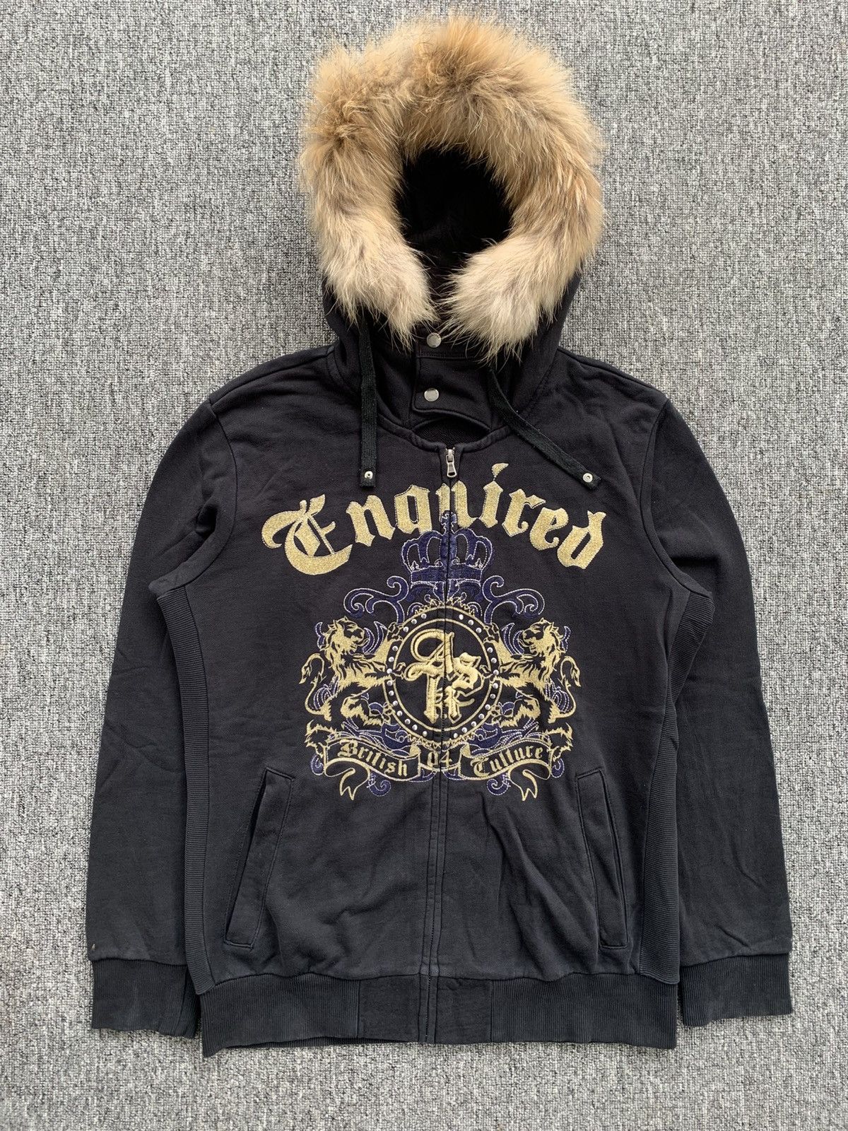 Ask Enquired Mask Hoodie Distressed Poem Gothic Zip Jacket