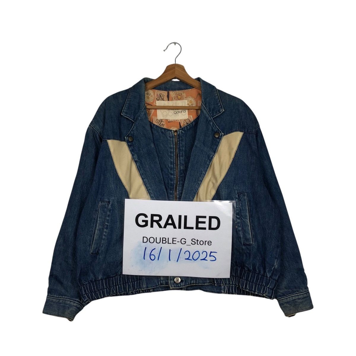 Japanese Brand × Vintage 📌Vtg Denim Bomber Jacket Gourd Double Collar Issey Miyake Size US M / EU 48-50 / 2 - 1 Thumbnail