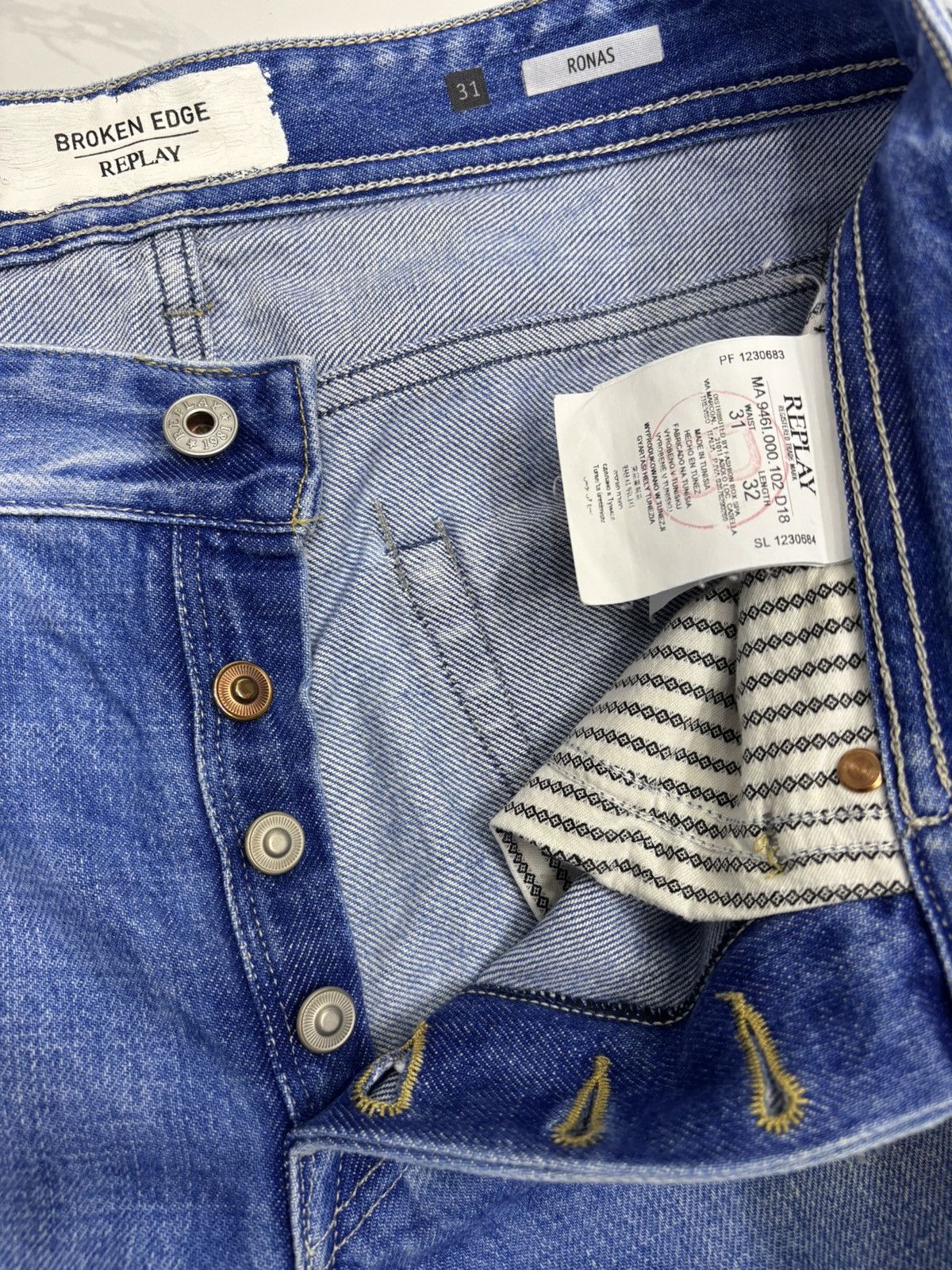 If Six Was Nine × Le Grande Bleu (L.G.B.) × Replay Vintage Replay Broken Edge Selvedge Denim Release Hem Jeans Size US 32 / EU 48 - 11 Thumbnail