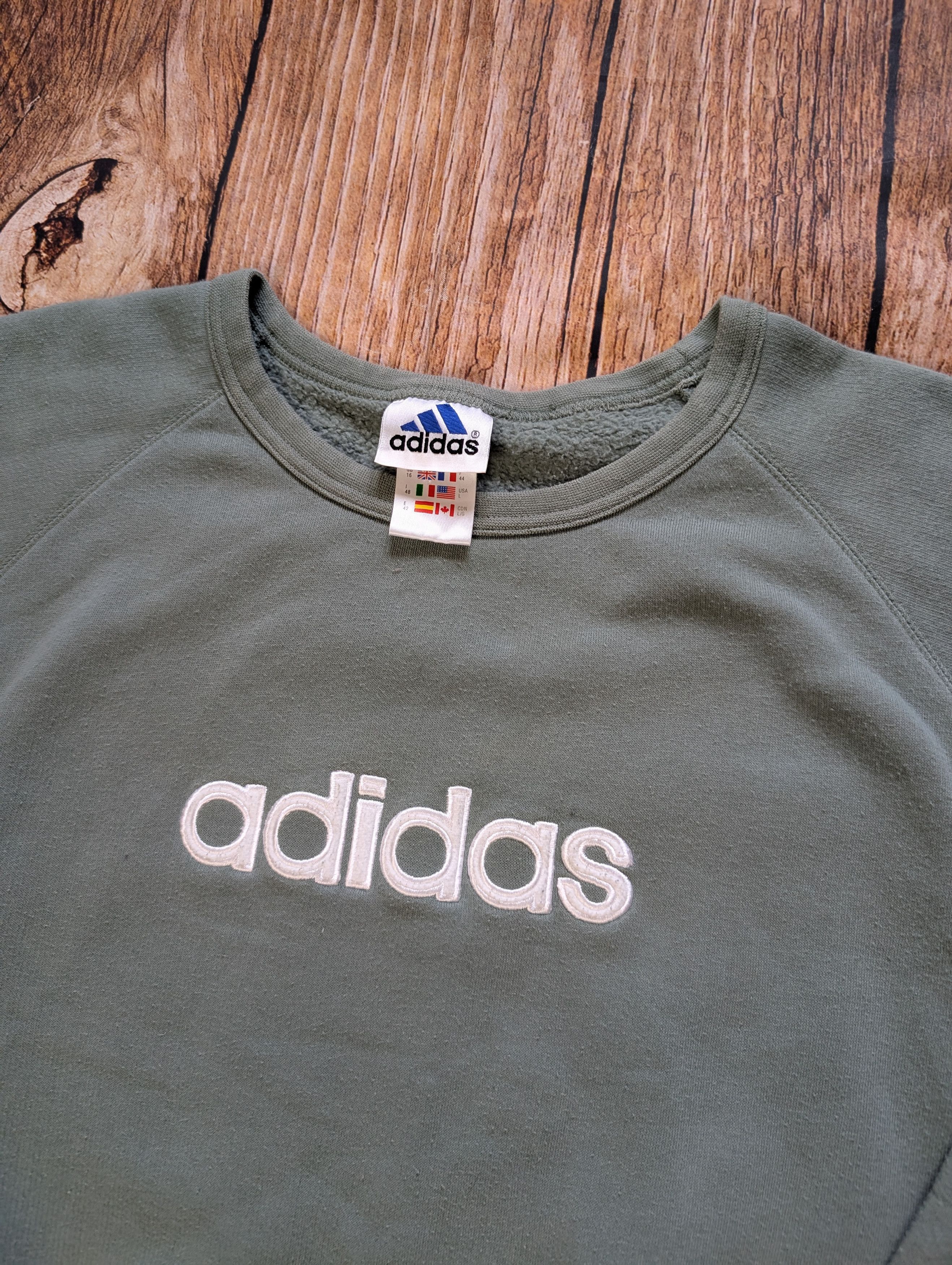 Adidas Olive Adidas khaki vintage y2k crewneck crew Size US L / EU 52-54 / 3 - 2 Thumbnail
