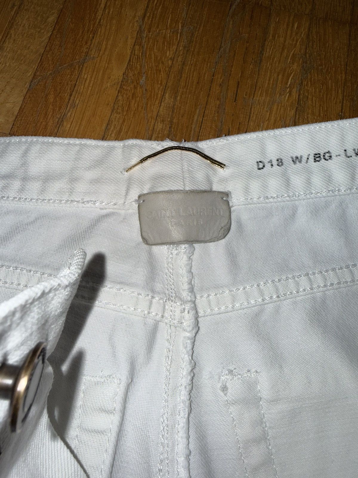 Saint Laurent Paris Saint Laurent Paris White Denim Jeans W33 Straight Fit Size US 33 - 4 Thumbnail
