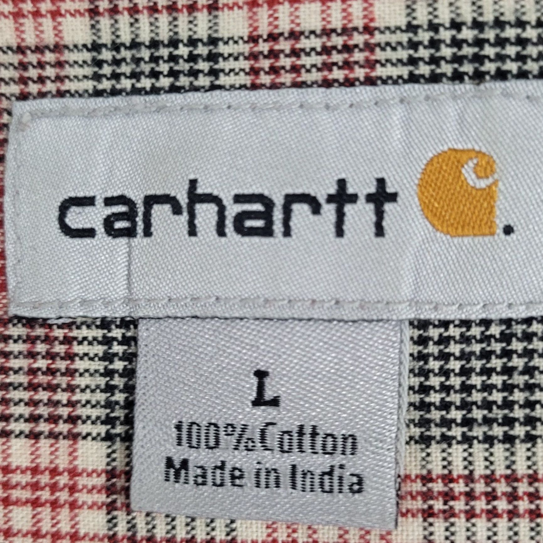 Carhartt VINTAGE Carhartt Shirt Button-Up Short Sleeve Plaid Red Black 100% Cotton Large Mens Size US L / EU 52-54 / 3 - 3 Thumbnail