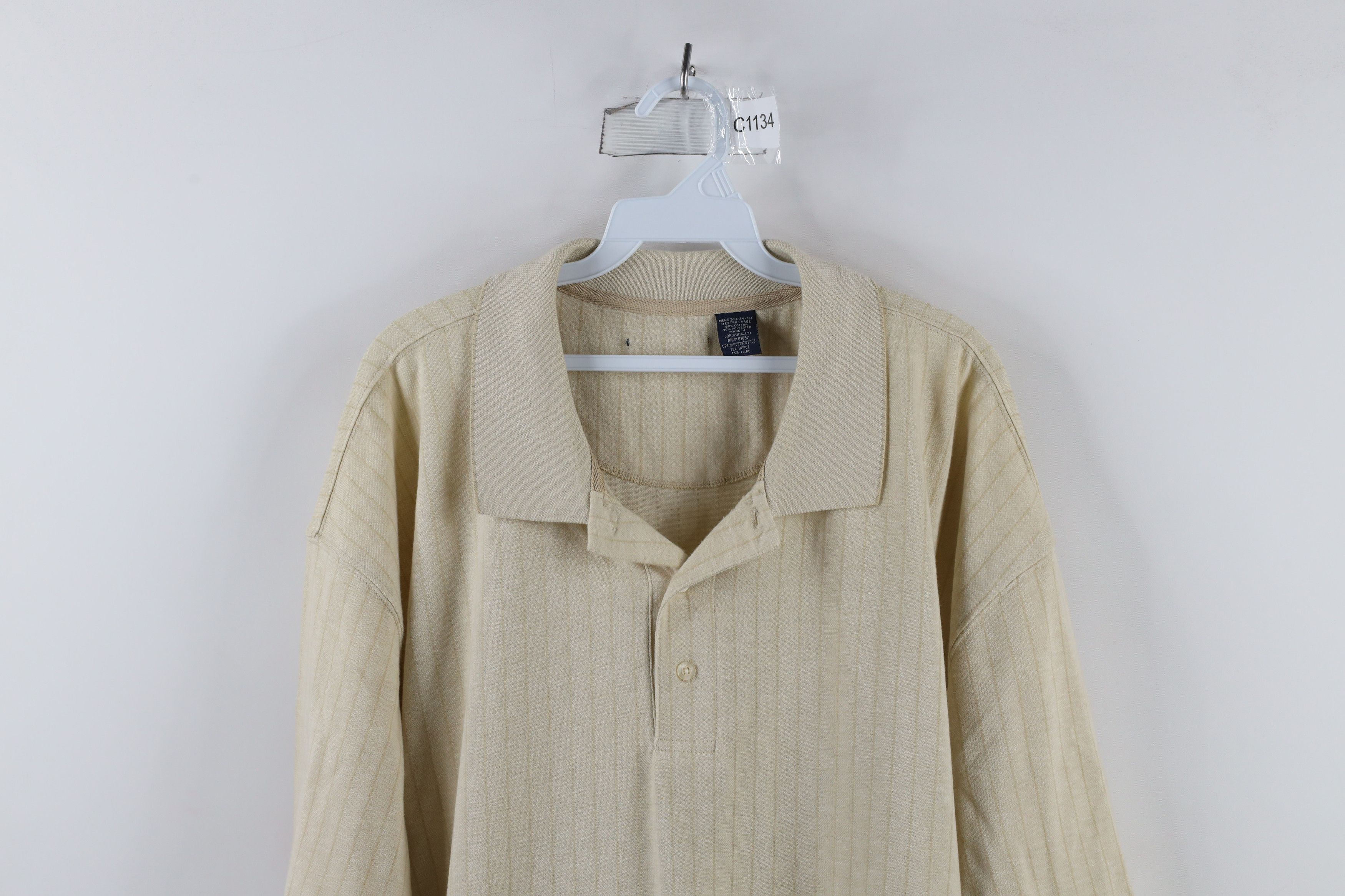 Vintage Vintage 90s Streetwear Knit Collared Golf Polo Shirt Beige Size US XXL / EU 58 / 5 - 2 Thumbnail