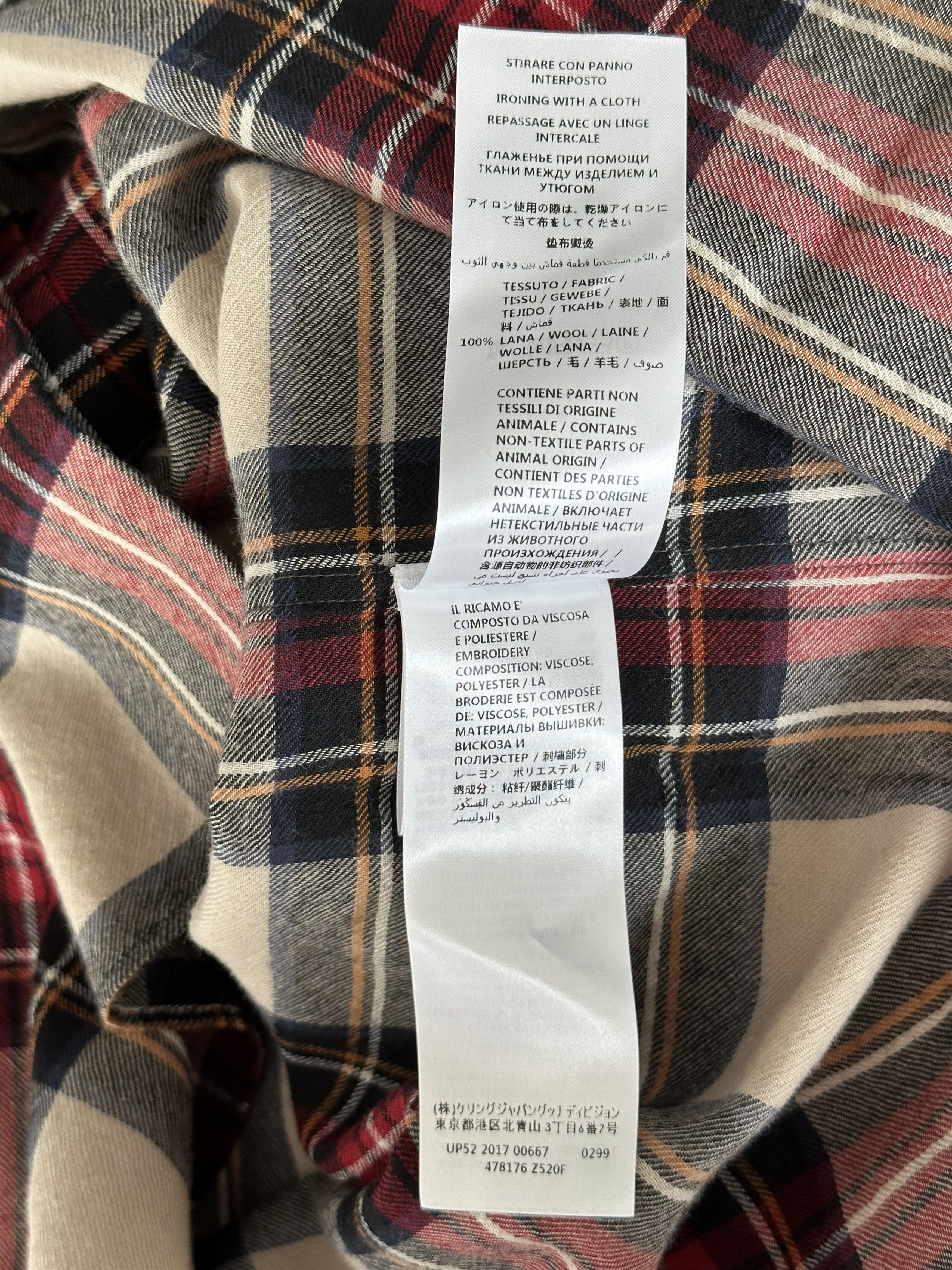 Gucci Gucci Beige & Red Plaid Dragon Embroidered Flannel Shirt Size US XL / EU 56 / 4 - 5 Thumbnail
