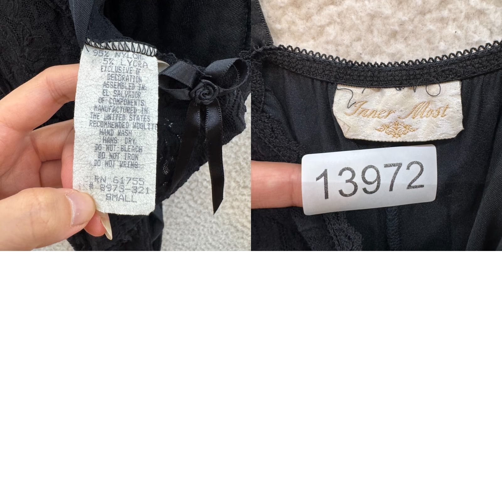 Vintage VINTAGE 90s Y2K Black Lace Bodysuit Slim S Small XS Goth Fairy Victorian Edwardian Slip Look Womens Boys Girls? Size S / US 4 / IT 40 - 8 Thumbnail