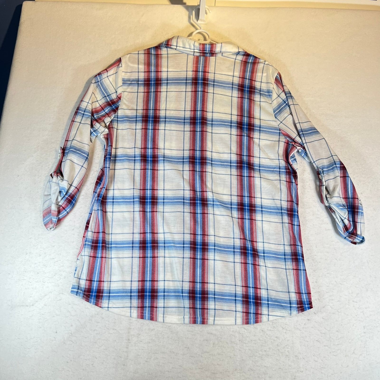 Other New York Laundry Button Flannel Top Woman 1X Roll Tab Sleeve Size XXL / US 16-18 / IT 52-54 - 7 Thumbnail