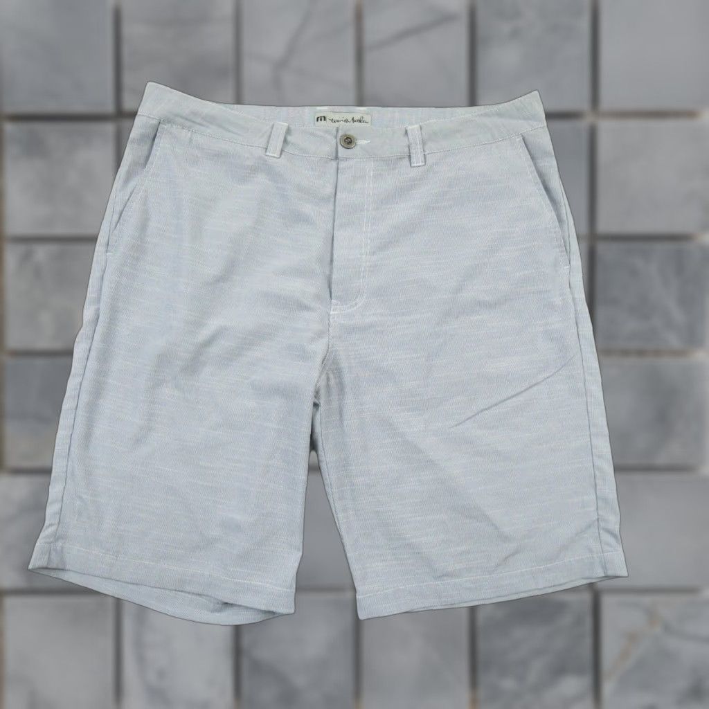 TravisMathew Travis Mathew Shorts Mens 38 Gray Chino 10" Golf Lightweight Stretch Striped Size US 38 / EU 54 - 1 Thumbnail