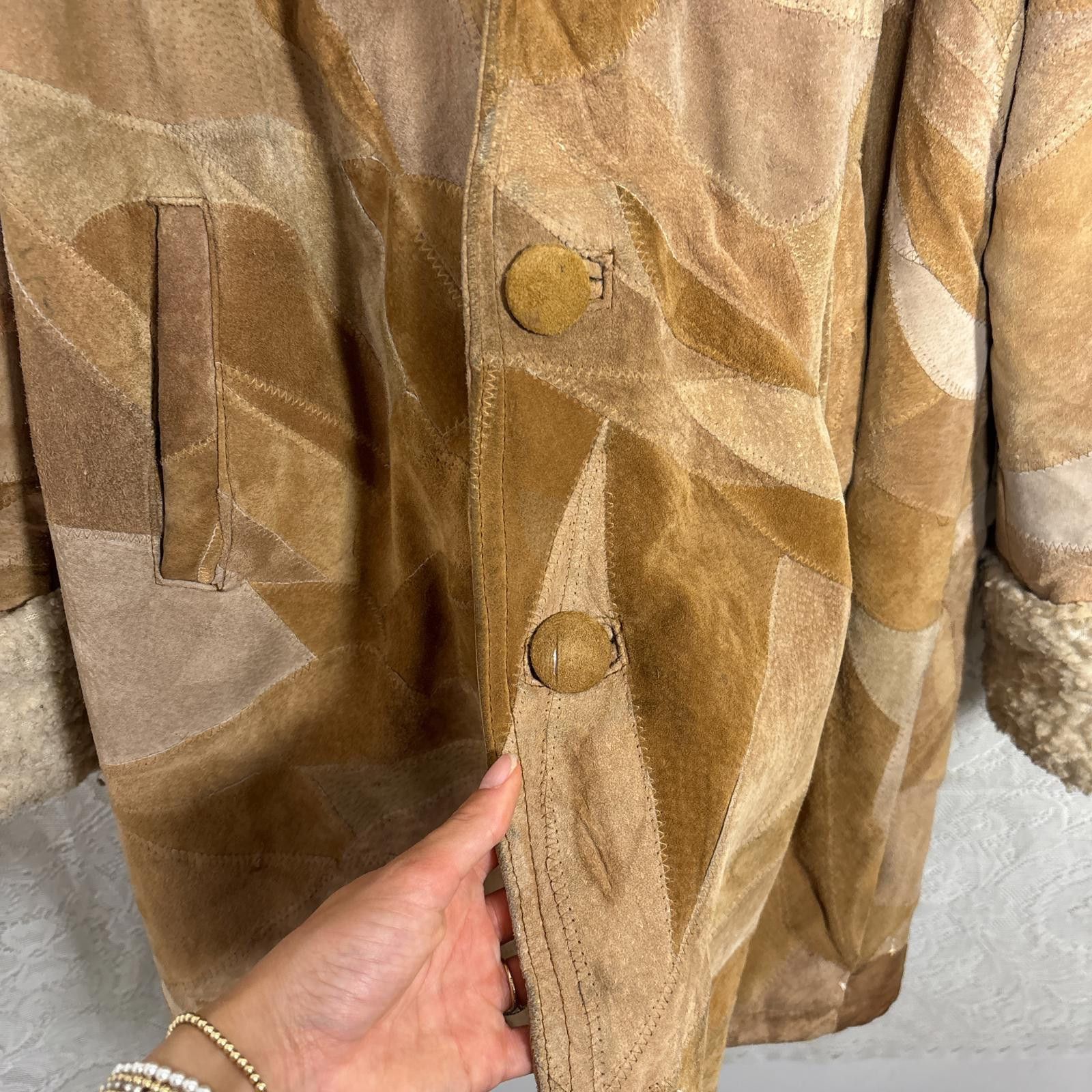 Other vintage leather patchwork hooded jacket with sherpa lining Size XL / US 12-14 / IT 48-50 - 8 Thumbnail