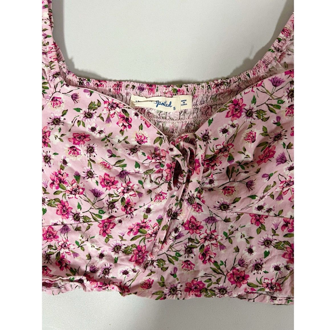 Japanese Brand Pink Floral Boho Short Sleeve Shirt Crop Top Blouse Size S🌸✨ Size S / US 4 / IT 40 - 3 Thumbnail