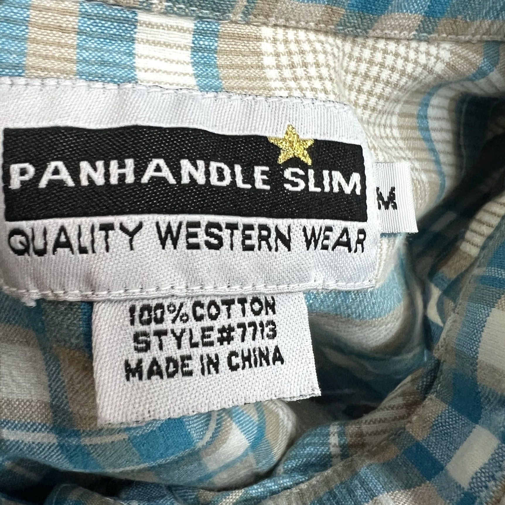 Vintage VINTAGE Panhandle Slim Plaid Western Shirt Womens M Teal Plaid Slimming Cotton Button-Up Western Theme Womens Size M / US 6-8 / IT 42-44 - 7 Thumbnail