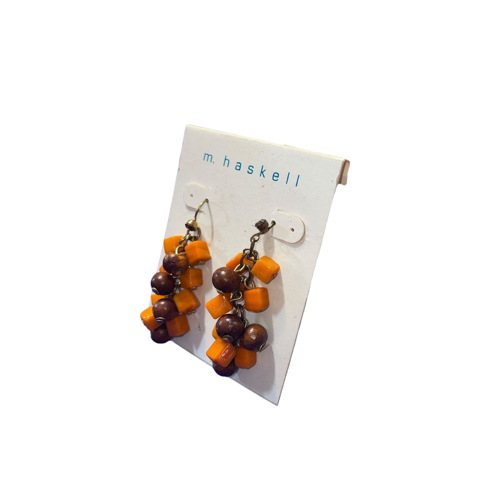 Miriam Haskell Vintage Miriam Haskell Earrings Dangle Hook Orange Brown 2" Size ONE SIZE - 2 Thumbnail