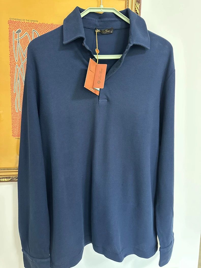 Loro Piana LORO PIANA Shirt cotton collar breathable classic blue str Size US M / EU 48-50 / 2 - 1 Thumbnail