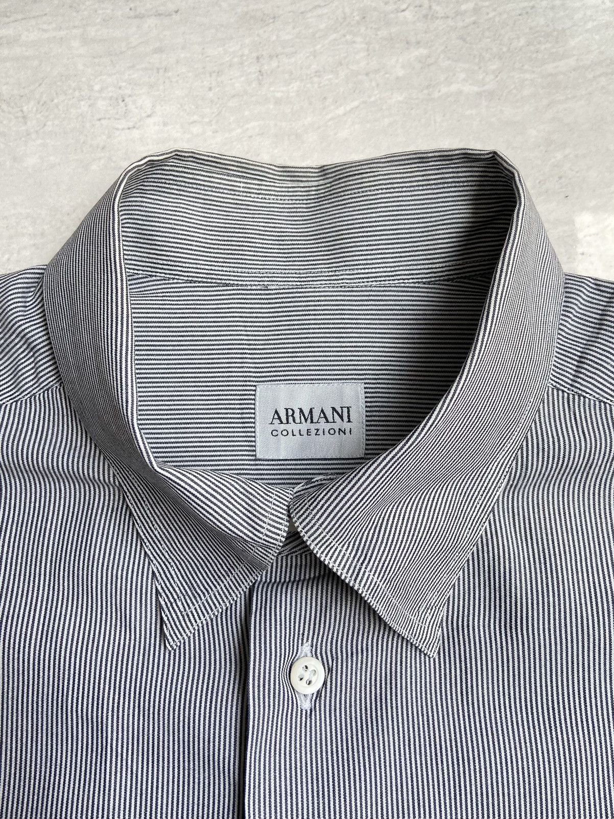 Armani Collezioni ARMANI COLLEZIONI Grey Striped Shirt Size US L / EU 52-54 / 3 - 6 Thumbnail