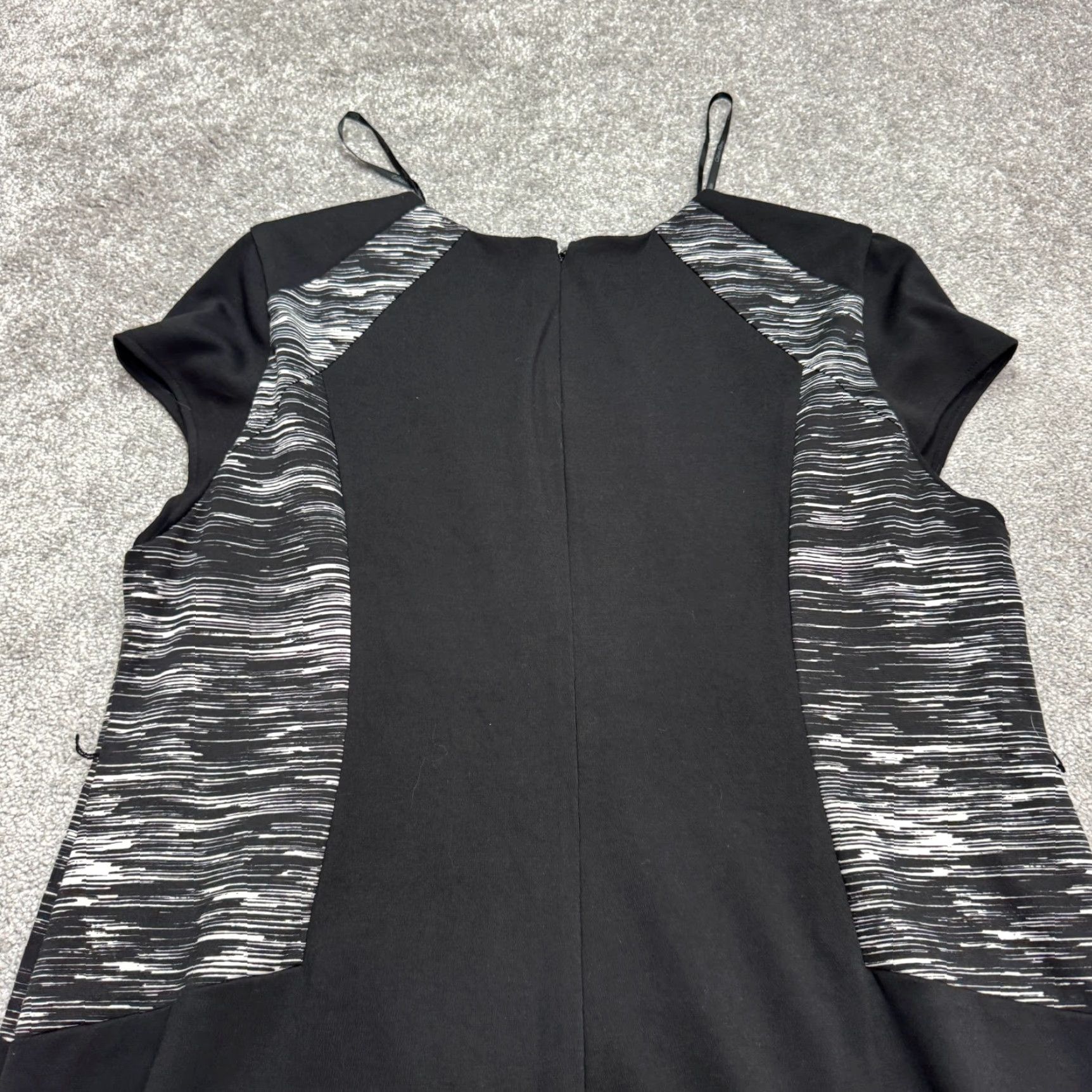 Calvin Klein Calvin Klein Midi Sheath Shift Dress Womens 16 Black White Abstract Cap Sleeve Size XXL / US 16-18 / IT 52-54 - 3 Thumbnail