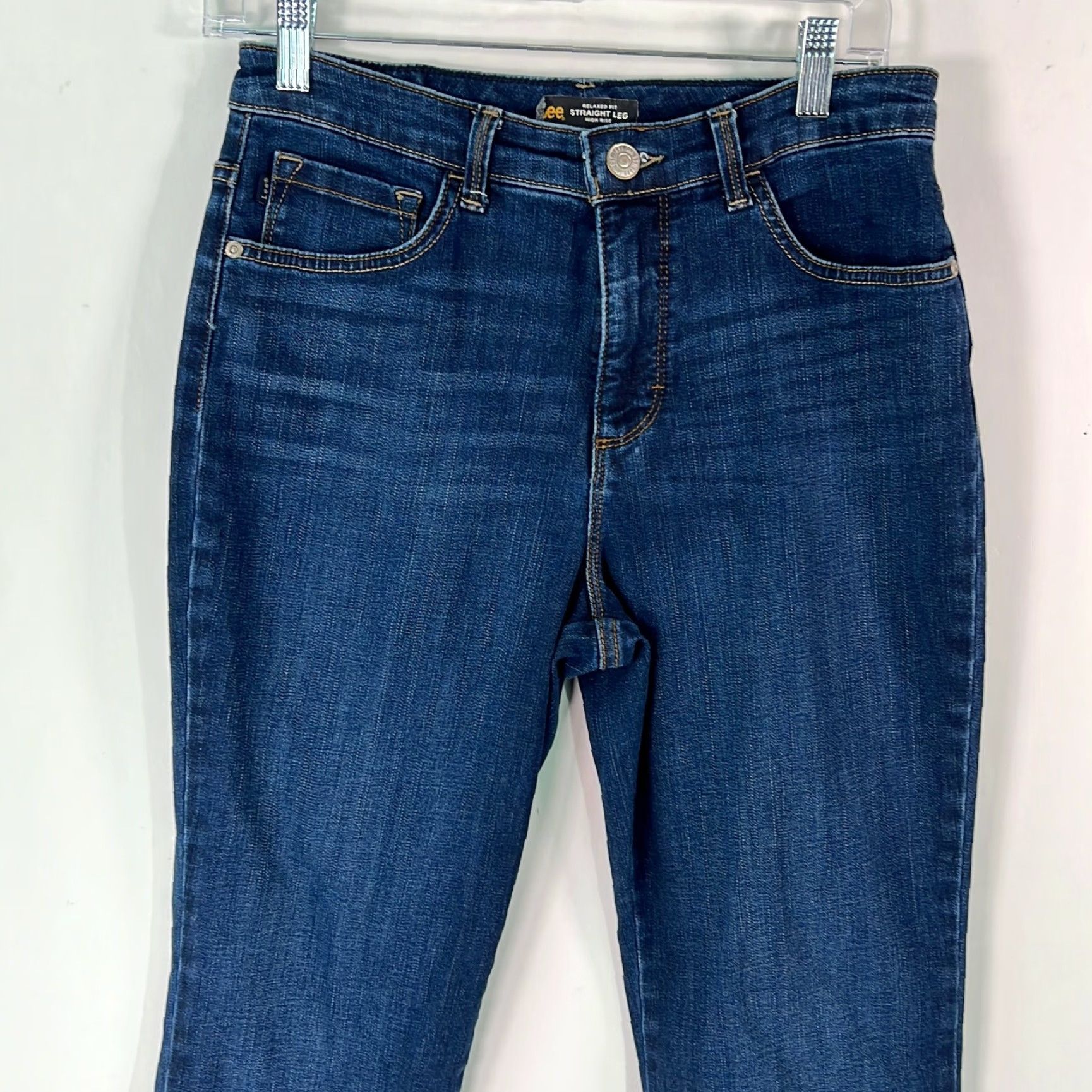 Lee Lee Womens Straight Jeans Size 1 Blue High Rise In instantly Slim Relaxed Fit 5-Pocket Denim 30in Inseam Women Jeans Size 25" / US 0 / IT 36 - 3 Thumbnail